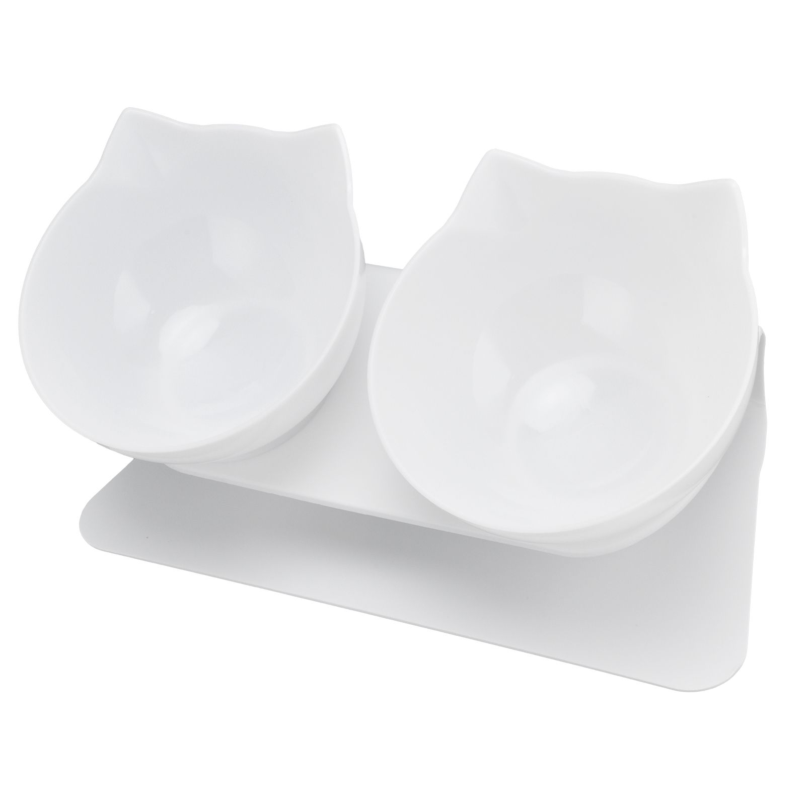 15° Inclined Cat Double Bowl Neck Guard Pet Feeding Bowl for Home Pet Shop Living Room(White Base White Bowl ) - Image 6