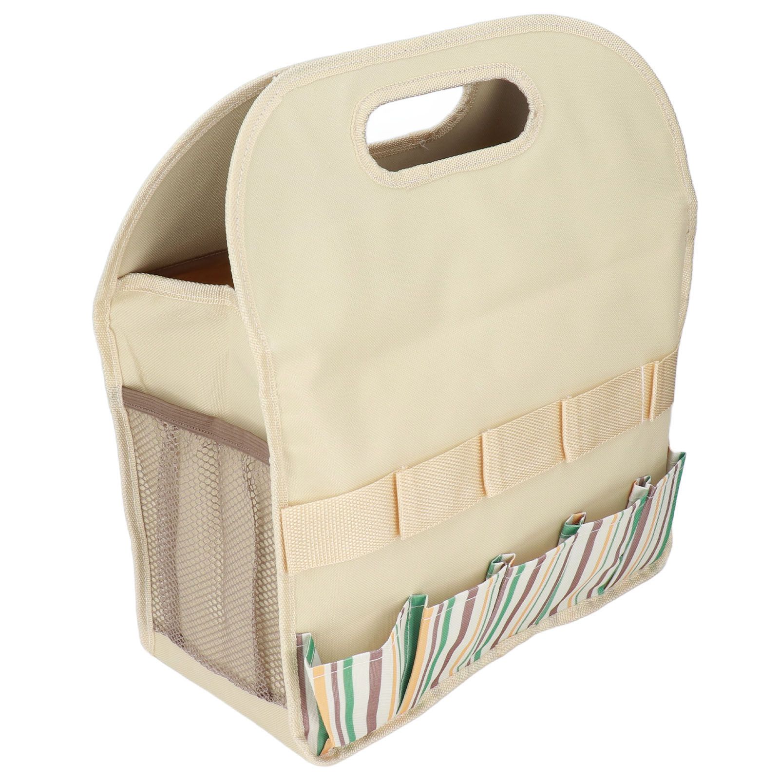 Garden Tool Bag Garden Tote Storage Bag with Multi Pockets Home Organizer for Indoor and Outdoor GardeningKhaki Stripe Stitching - Image 1
