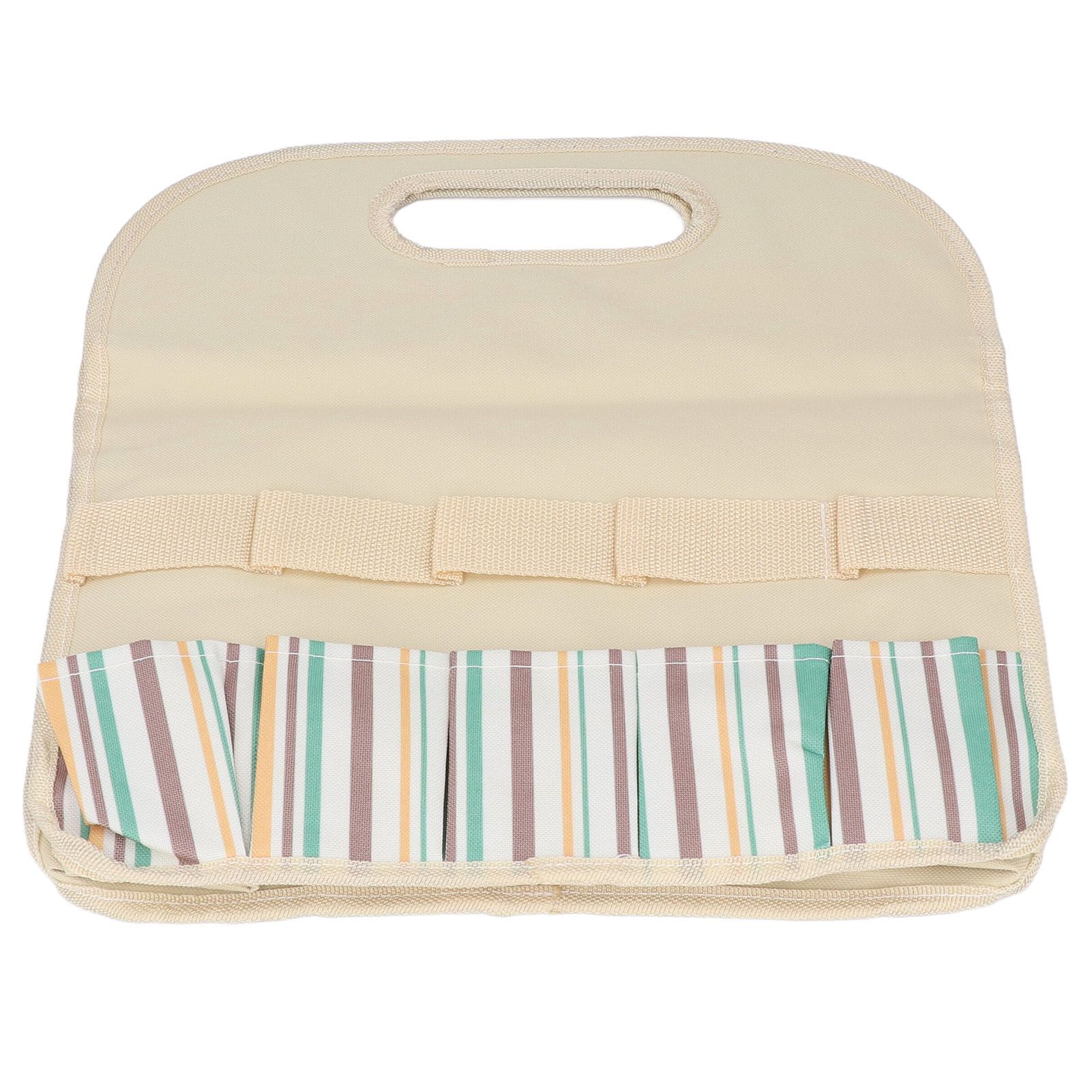 Garden Tool Bag Garden Tote Storage Bag with Multi Pockets Home Organizer for Indoor and Outdoor GardeningKhaki Stripe Stitching - Image 3