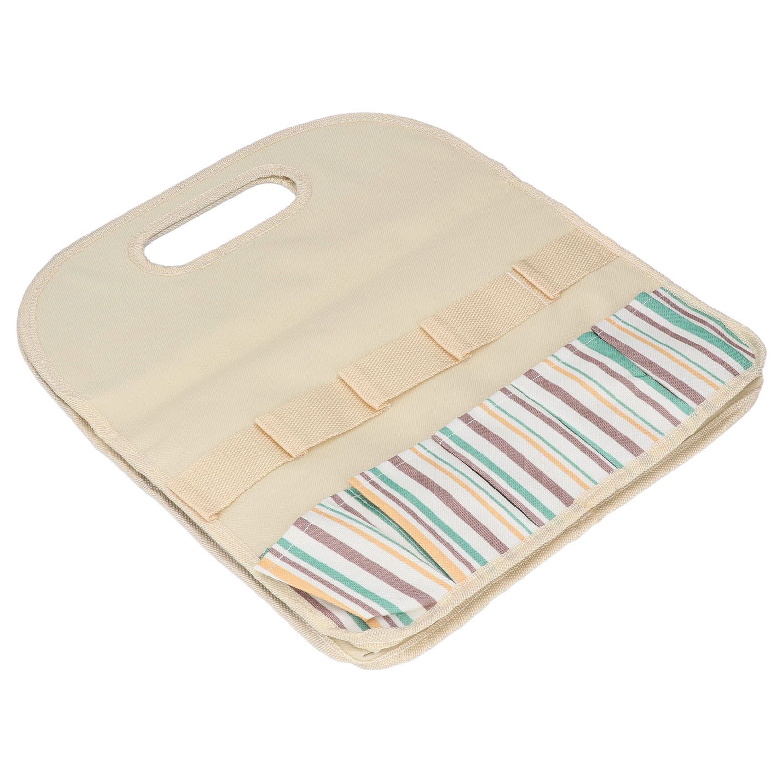 Garden Tool Bag Garden Tote Storage Bag with Multi Pockets Home Organizer for Indoor and Outdoor GardeningKhaki Stripe Stitching - Image 6