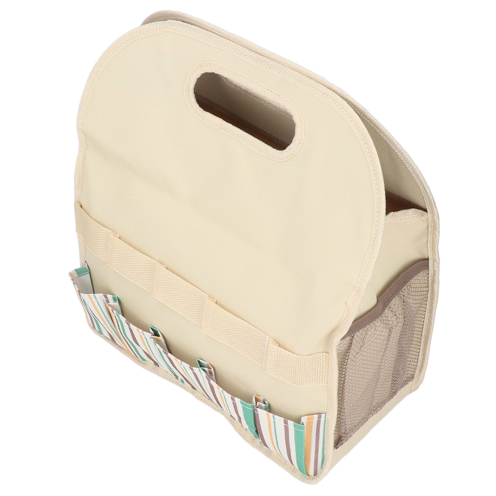 Garden Tool Bag Garden Tote Storage Bag with Multi Pockets Home Organizer for Indoor and Outdoor GardeningKhaki Stripe Stitching - Image 7