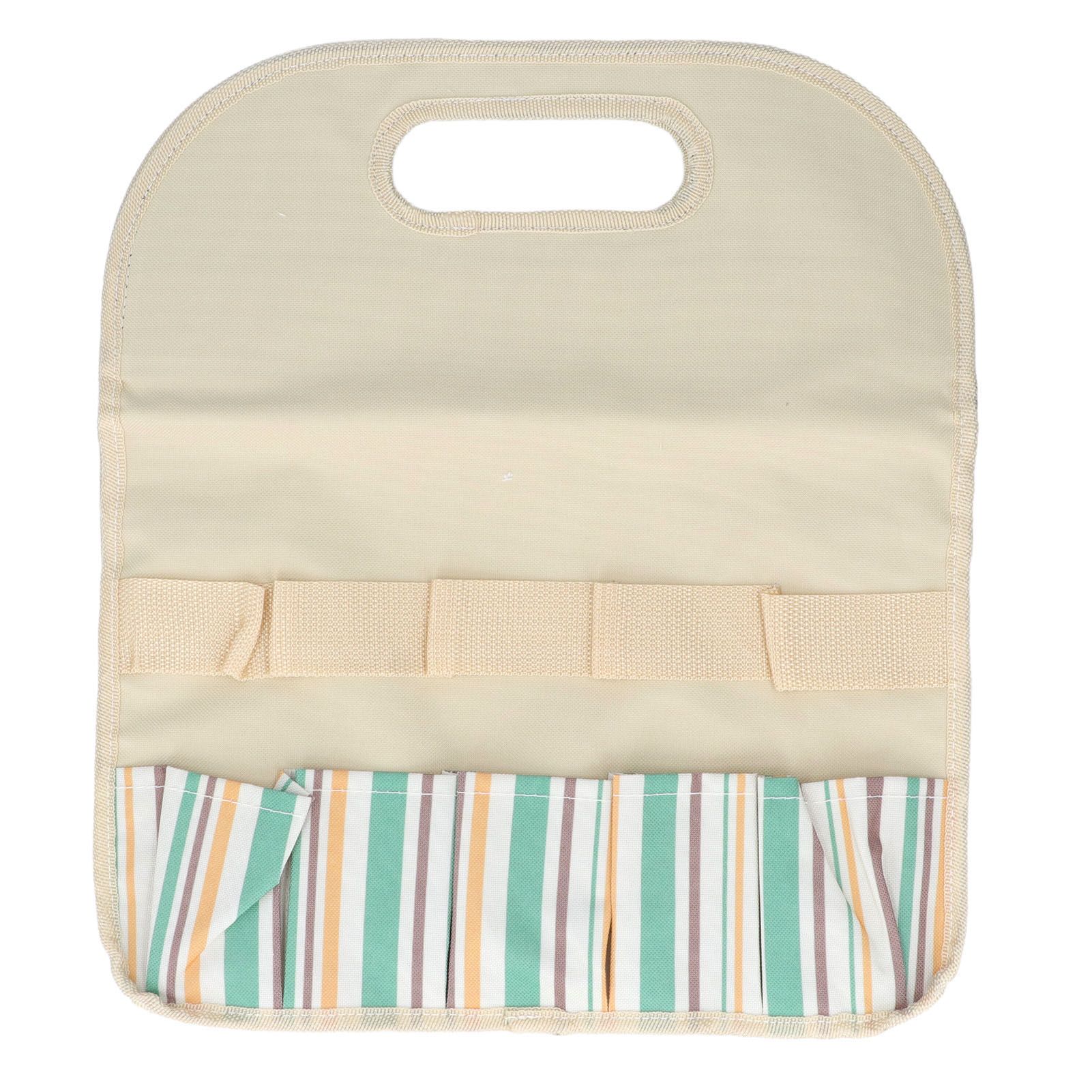 Garden Tool Bag Garden Tote Storage Bag with Multi Pockets Home Organizer for Indoor and Outdoor GardeningKhaki Stripe Stitching - Image 8