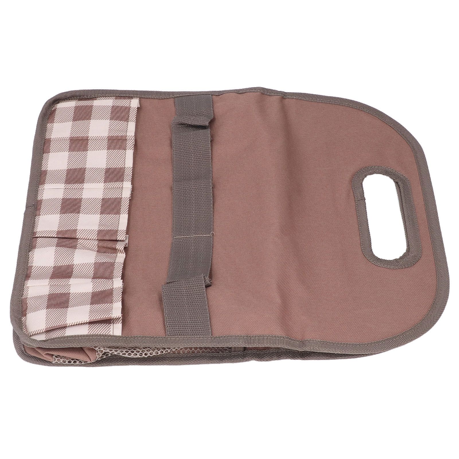 Garden Tool Bag Garden Tote Storage Bag with Multi Pockets Home Organizer for Indoor and Outdoor GardeningCoffee Lattice Stitching - Image 2