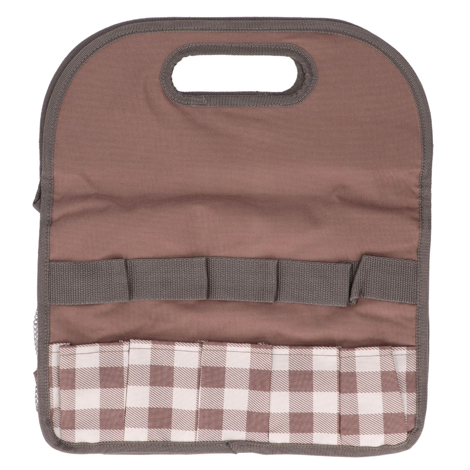 Garden Tool Bag Garden Tote Storage Bag with Multi Pockets Home Organizer for Indoor and Outdoor GardeningCoffee Lattice Stitching - Image 3