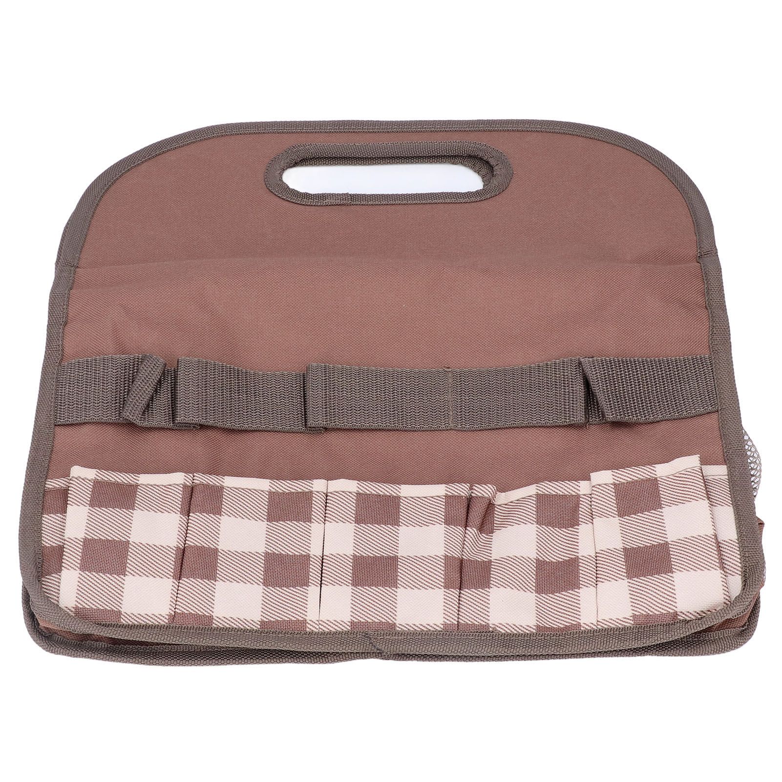 Garden Tool Bag Garden Tote Storage Bag with Multi Pockets Home Organizer for Indoor and Outdoor GardeningCoffee Lattice Stitching - Image 5