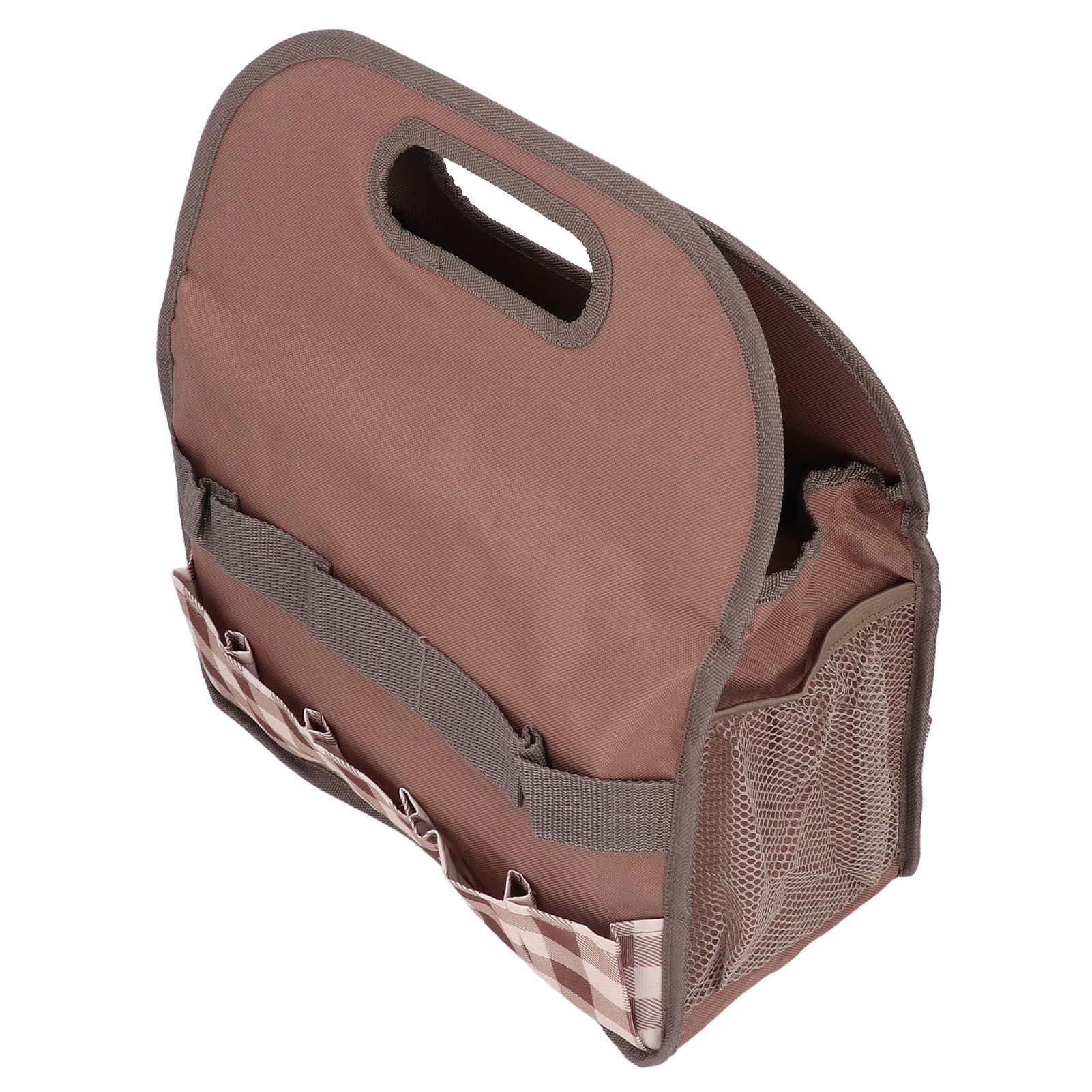 Garden Tool Bag Garden Tote Storage Bag with Multi Pockets Home Organizer for Indoor and Outdoor GardeningCoffee Lattice Stitching - Image 6