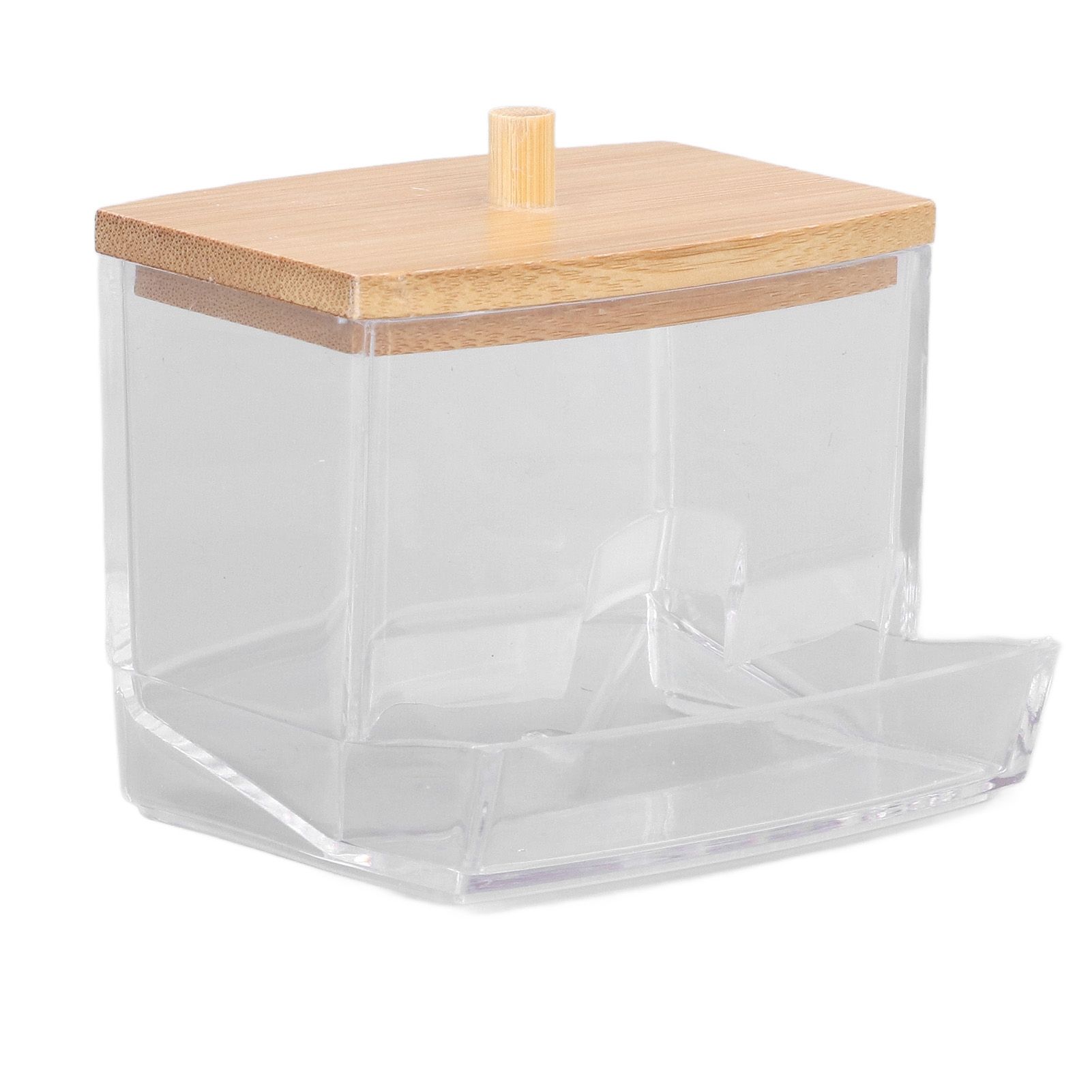 Cotton Swab Box Sturdy Durable Transparent High Smoothness Practical Storage Case with Cover - Image 1