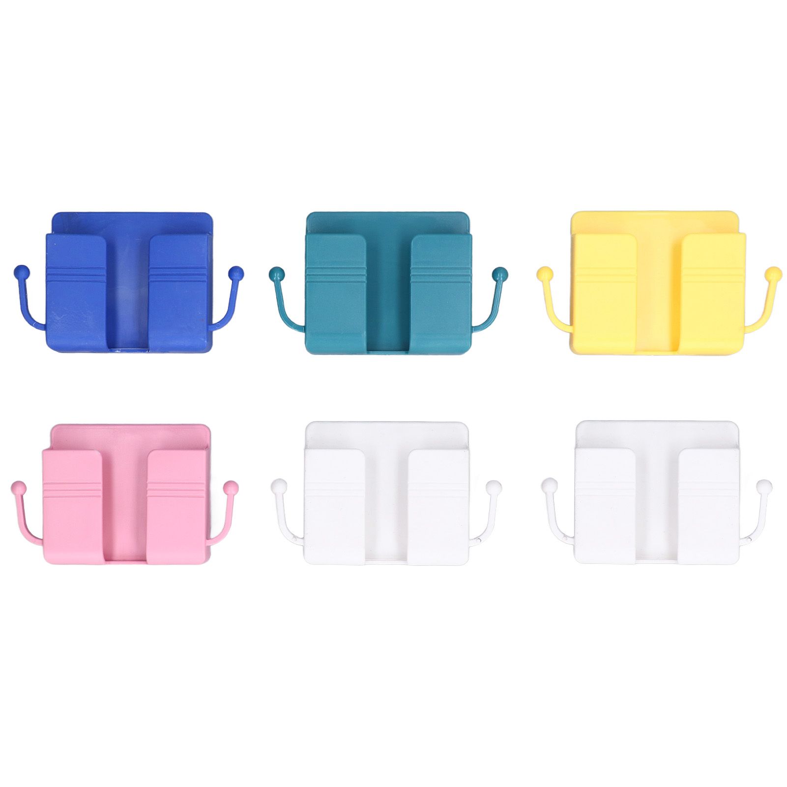 6pcs Wall Mount Phone Holder Self Adhesive Remote Control Storage Box Wall Beside Charging Phone Stand for Bedroom - Image 1