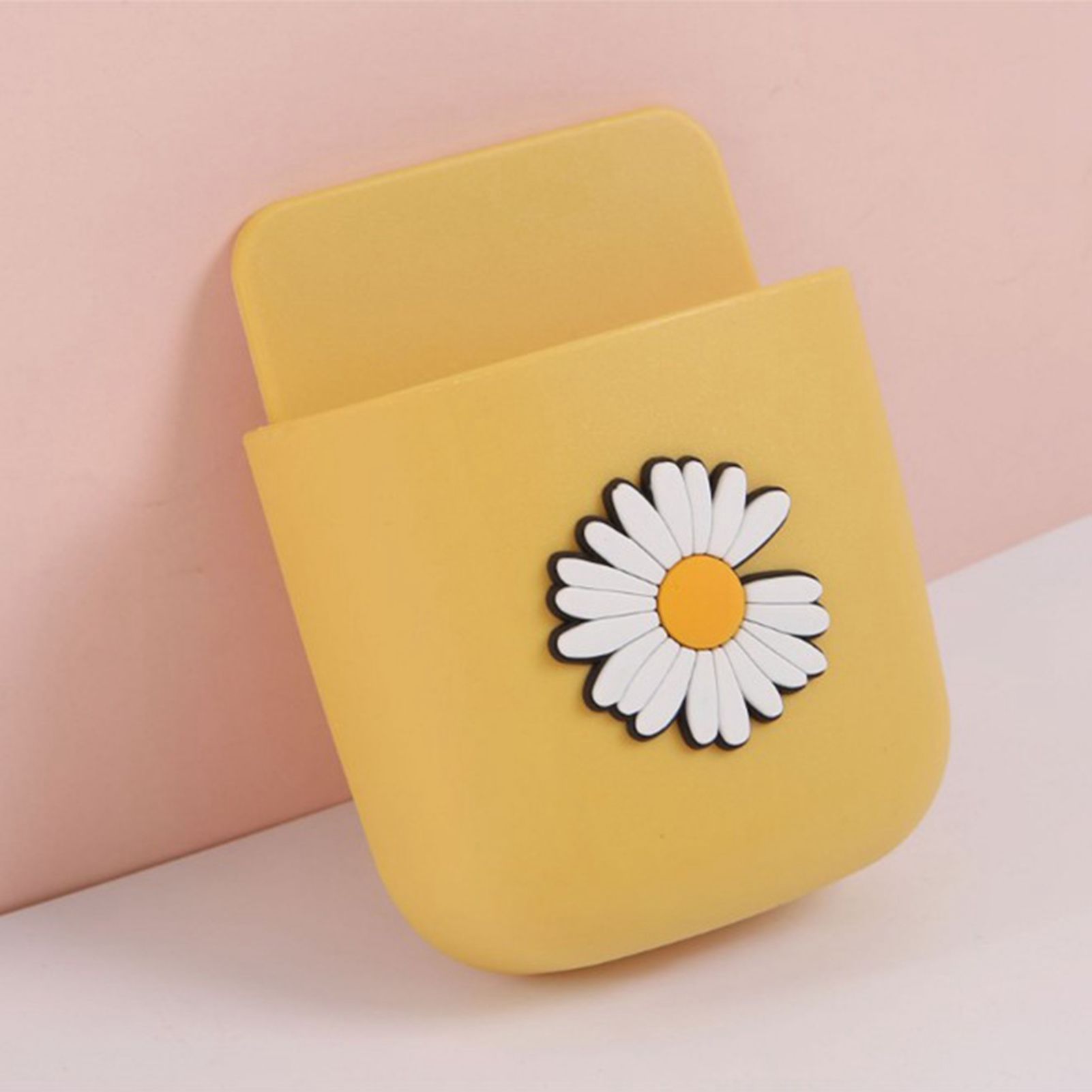 Remote Control Holders Wall Mount Adhesive Organizer Pen Storage Box Phone Holder for Office Home SchoolYellow Daisy - Image 2