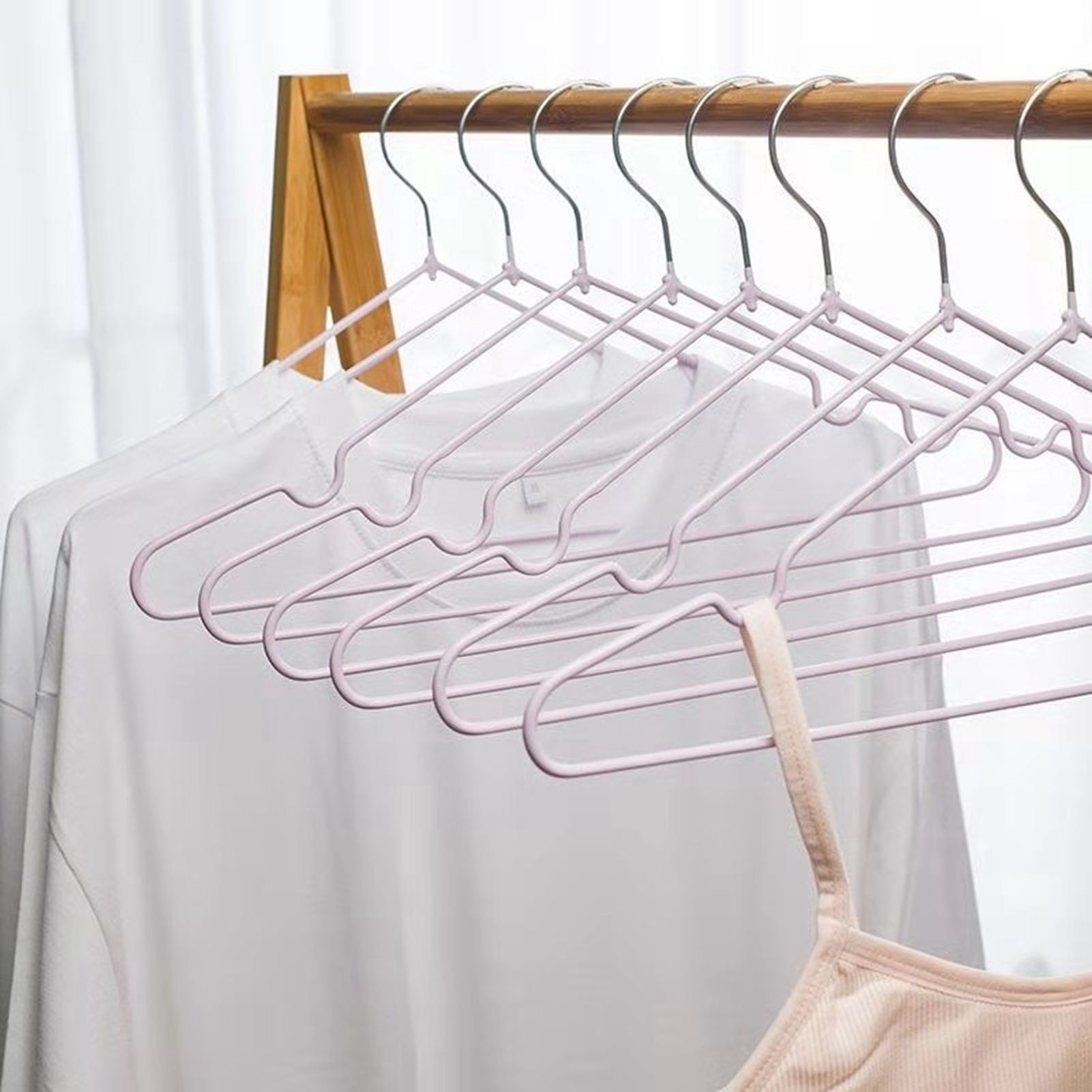 10PCS 40cm Clothing Hanger Coat Hanger Clothes Drying Rack Stainless Steel Laundry RackPink - Image 8