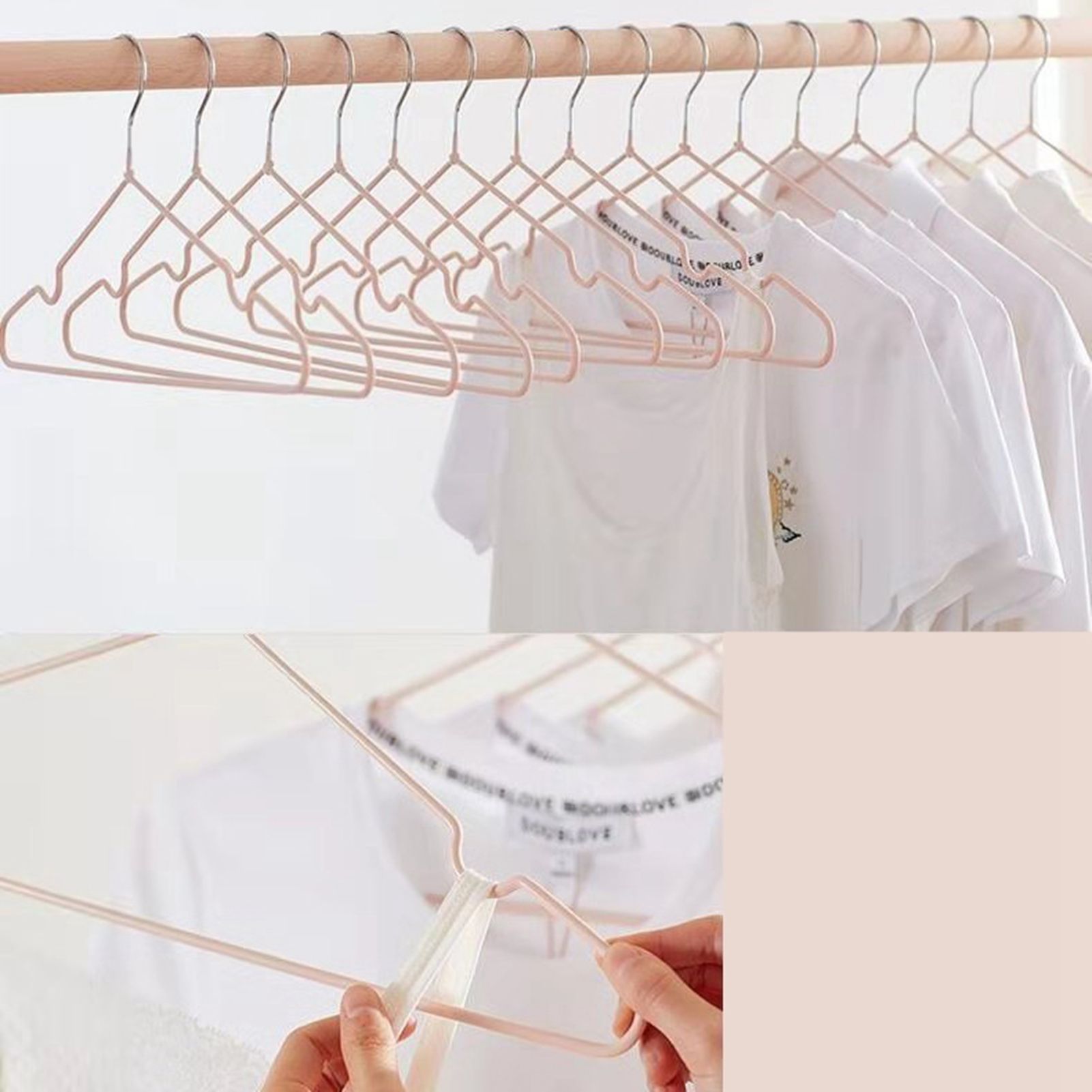 10PCS 40cm Coat Clothes Hanger Stainless Steel Drying Clothes Rack Laundry Rack for DormitoryPink - Image 3