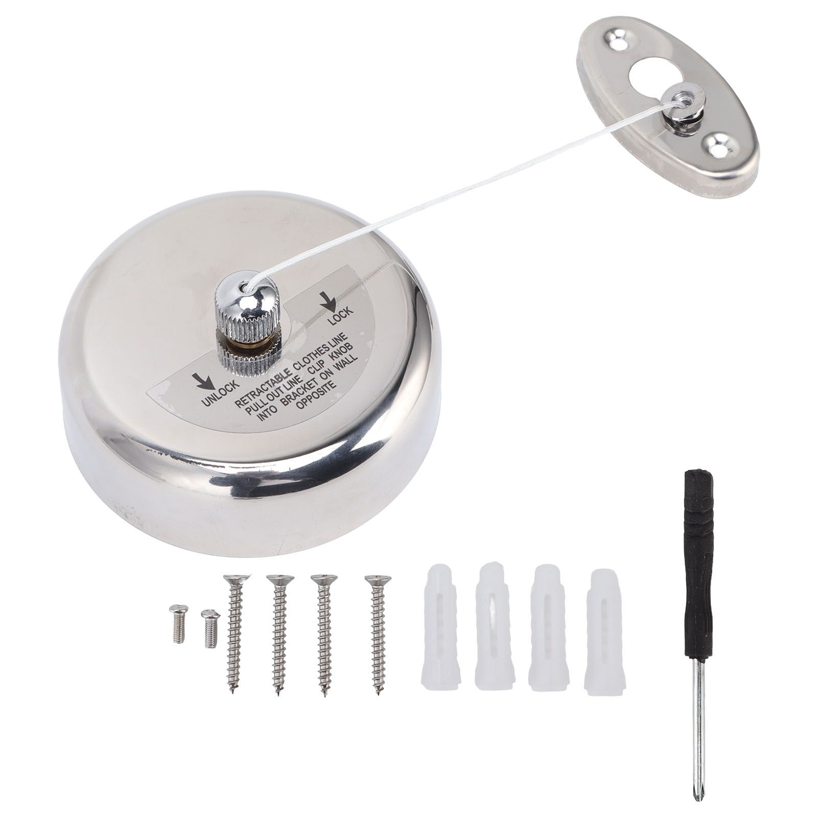 Clothesline 304 Stainless Steel Nylon Cord Space Saving Retractable 9ft/2.8m Indoor Clothesline - Image 1