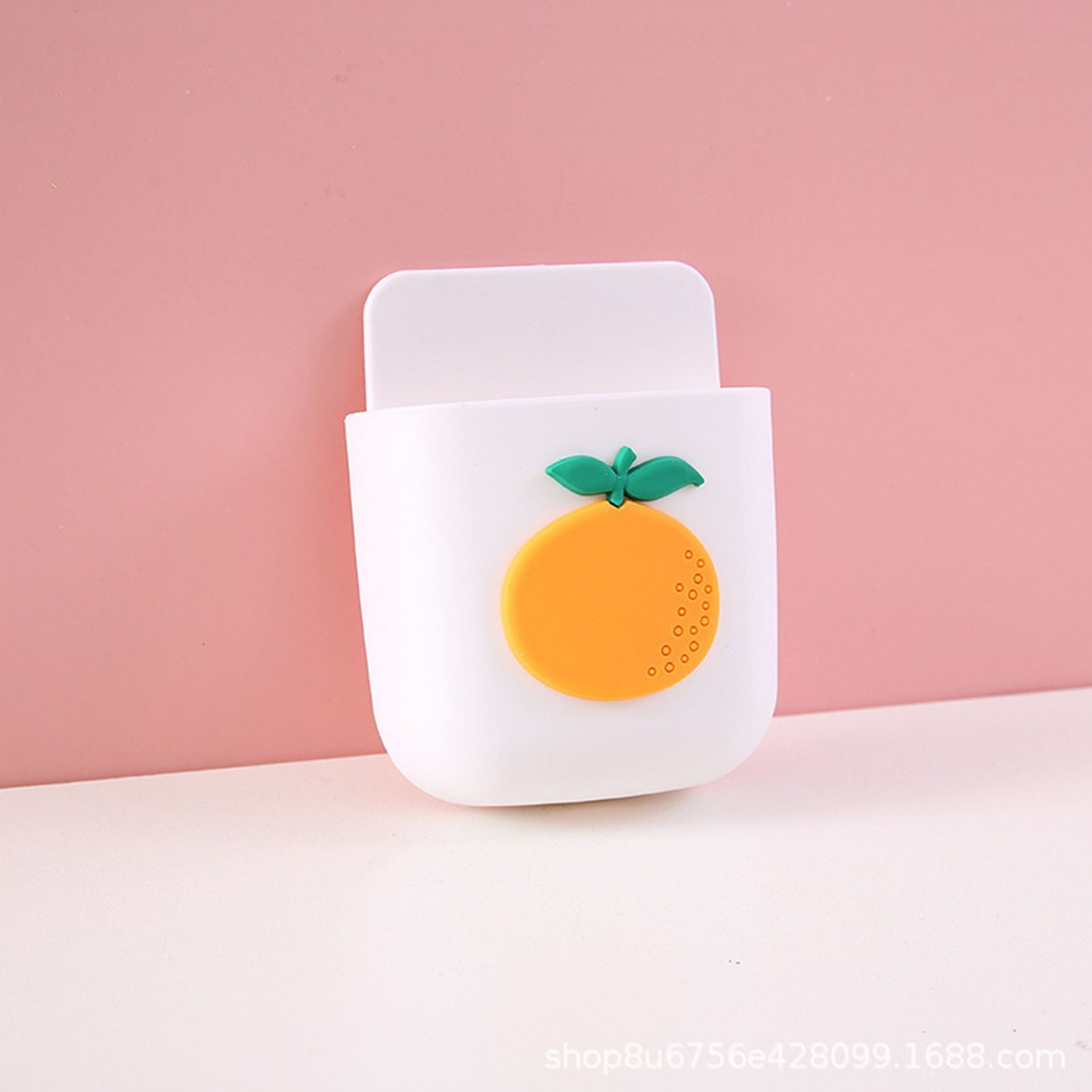 Cartoon Storage Box Wall Mounted Storage Container Cute Phone Storage Box for Home Decoration(White Orange Pattern ) - Image 2