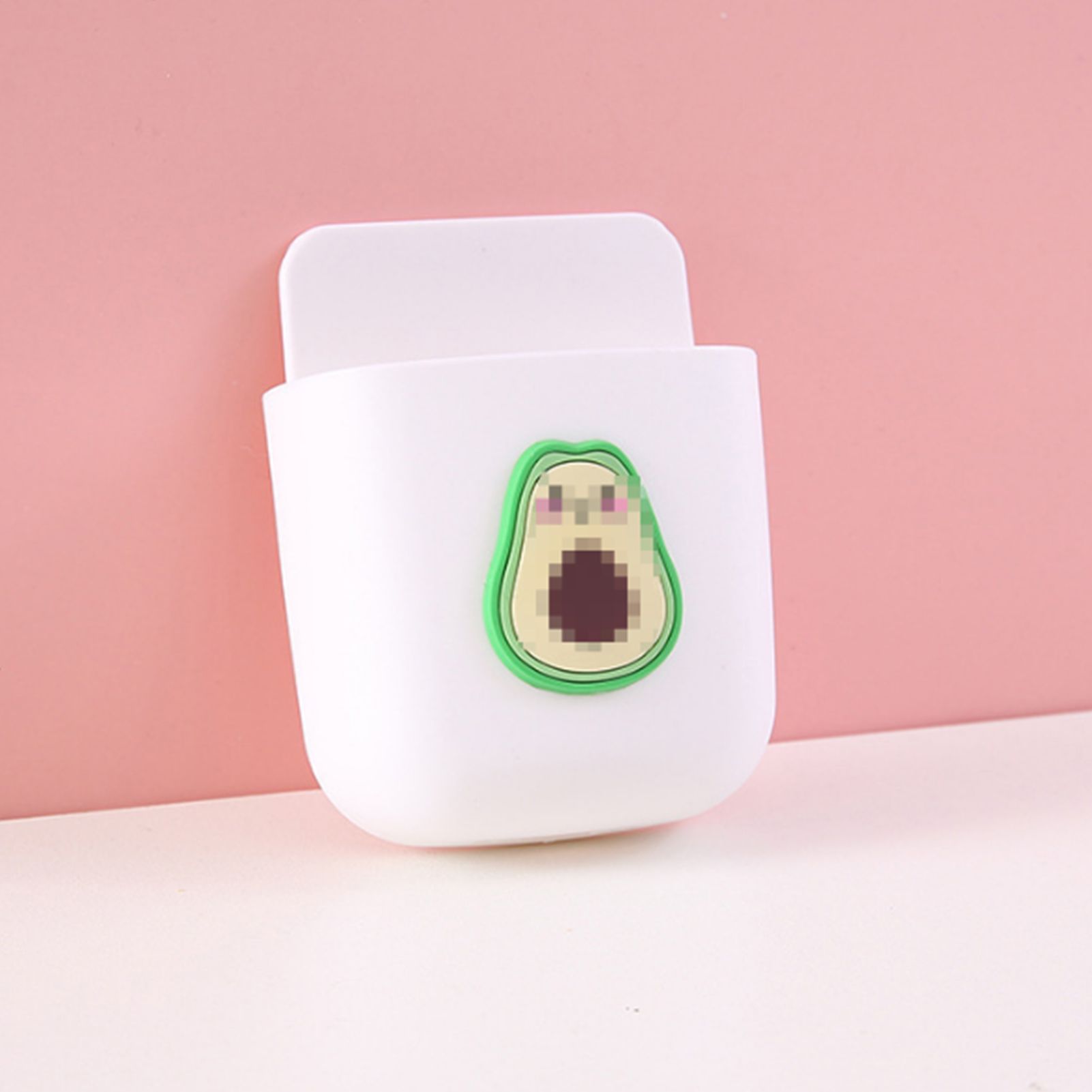 Cartoon Storage Box Wall Mounted Storage Container Cute Phone Storage Box for Home Decoration(White Avocado Pattern ) - Image 2