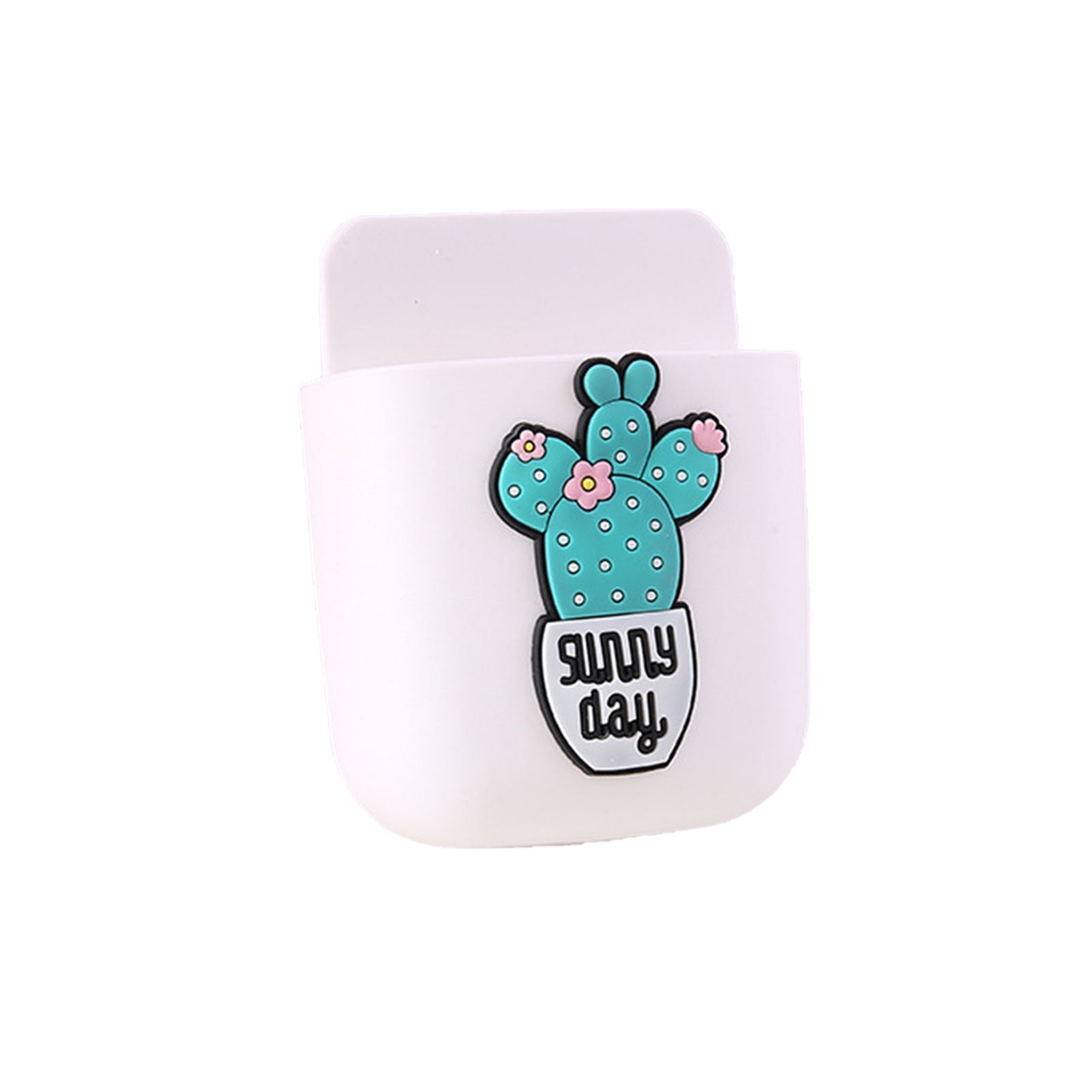 Cartoon Storage Box Wall Mounted Storage Container Cute Phone Storage Box for Home Decoration(White Cactus Pattern ) - Image 1