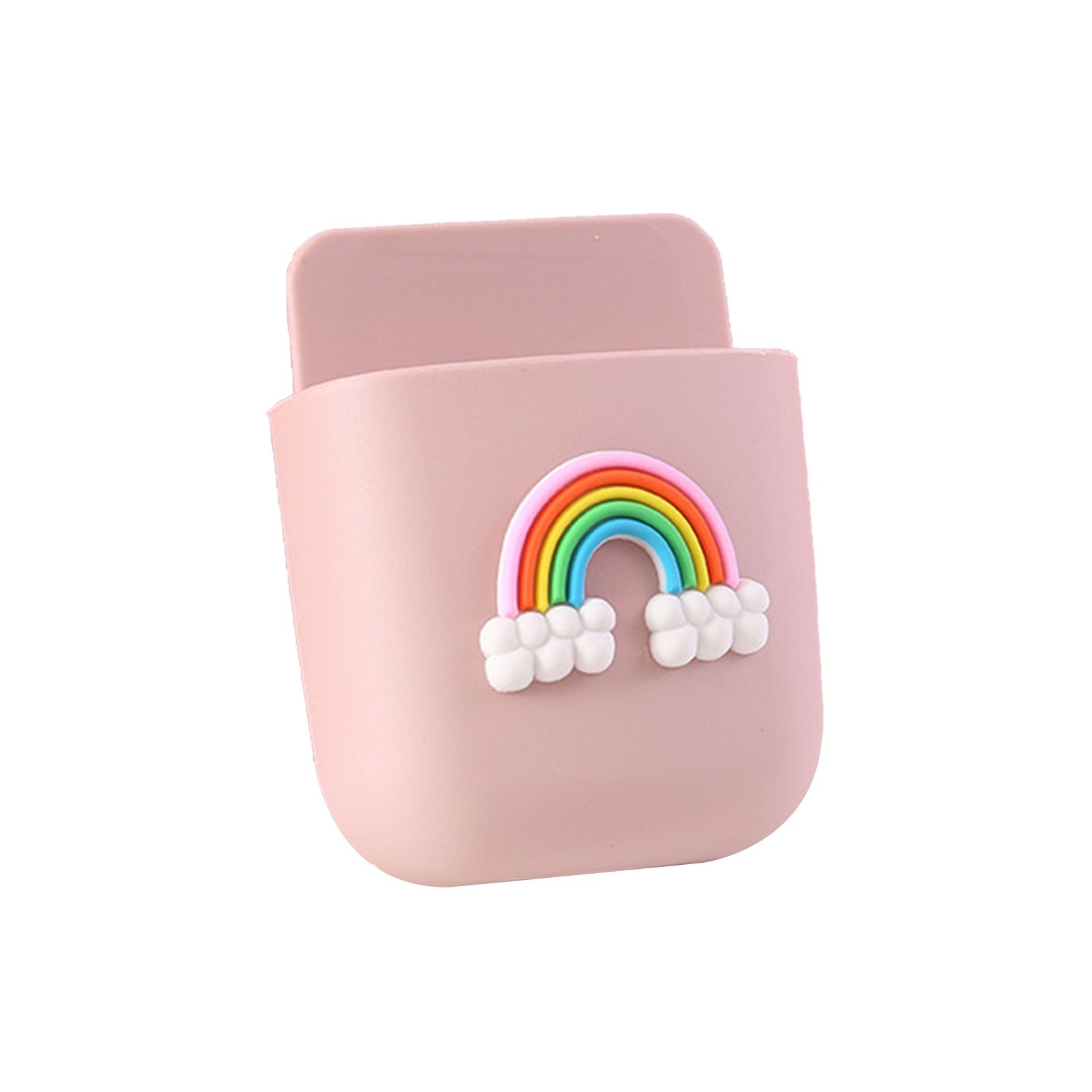 Cartoon Storage Box Wall Mounted Storage Container Cute Phone Storage Box for Home Decoration(Pink Rainbow Pattern ) - Image 1