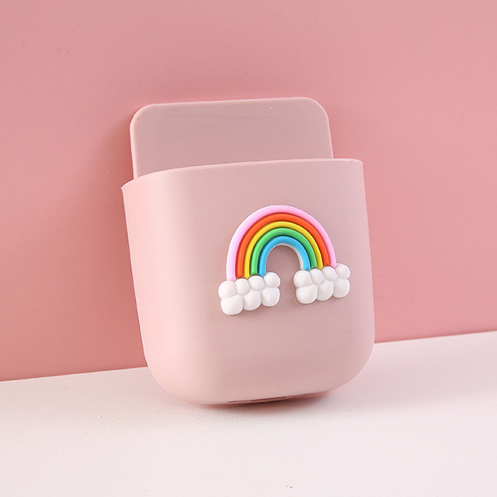 Cartoon Storage Box Wall Mounted Storage Container Cute Phone Storage Box for Home Decoration(Pink Rainbow Pattern ) - Image 2