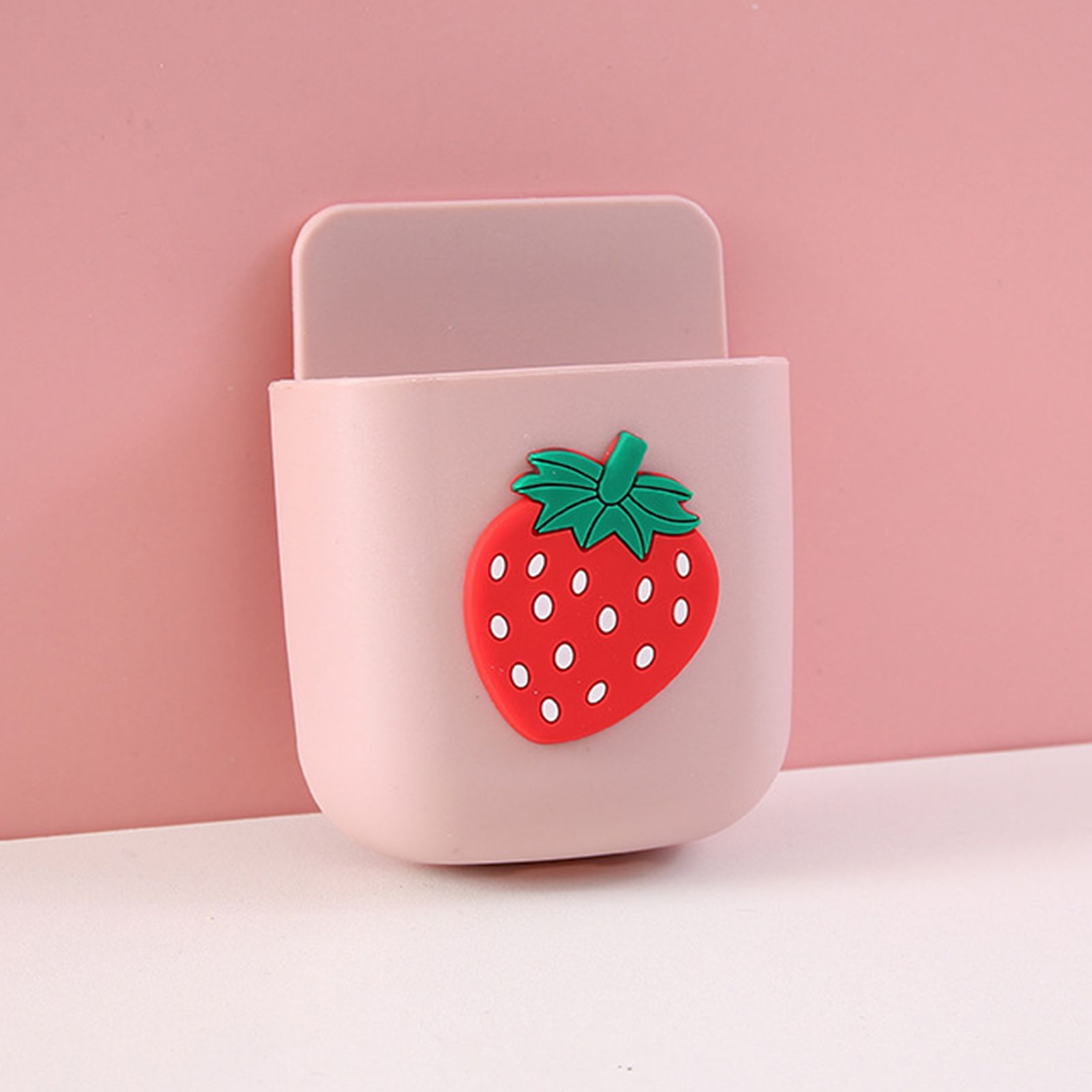 Cartoon Storage Box Wall Mounted Storage Container Cute Phone Storage Box for Home Decoration(Pink Strawberry Pattern ) - Image 2