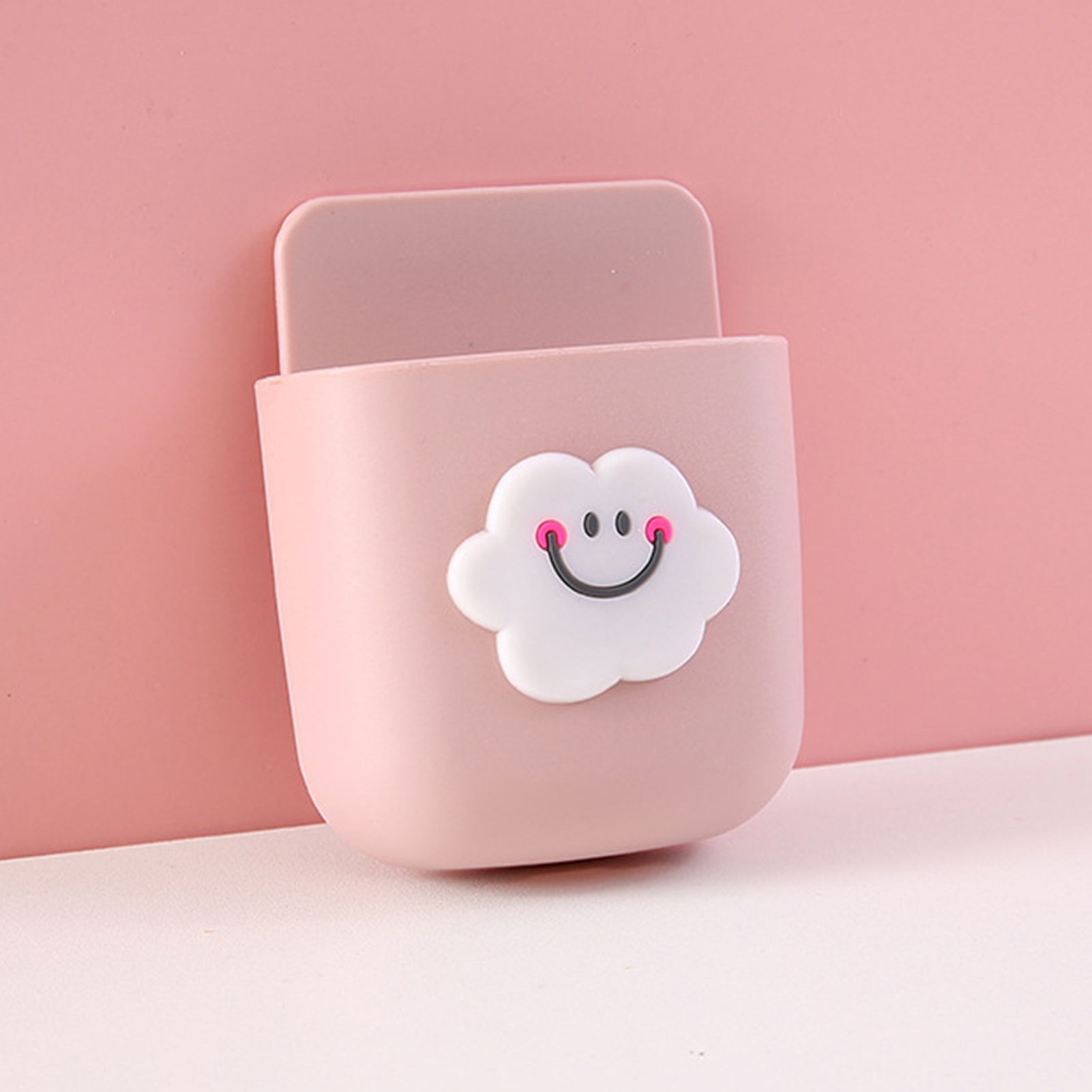 Cartoon Storage Box Wall Mounted Storage Container Cute Phone Storage Box for Home Decoration(Pink Cloud Pattern ) - Image 2