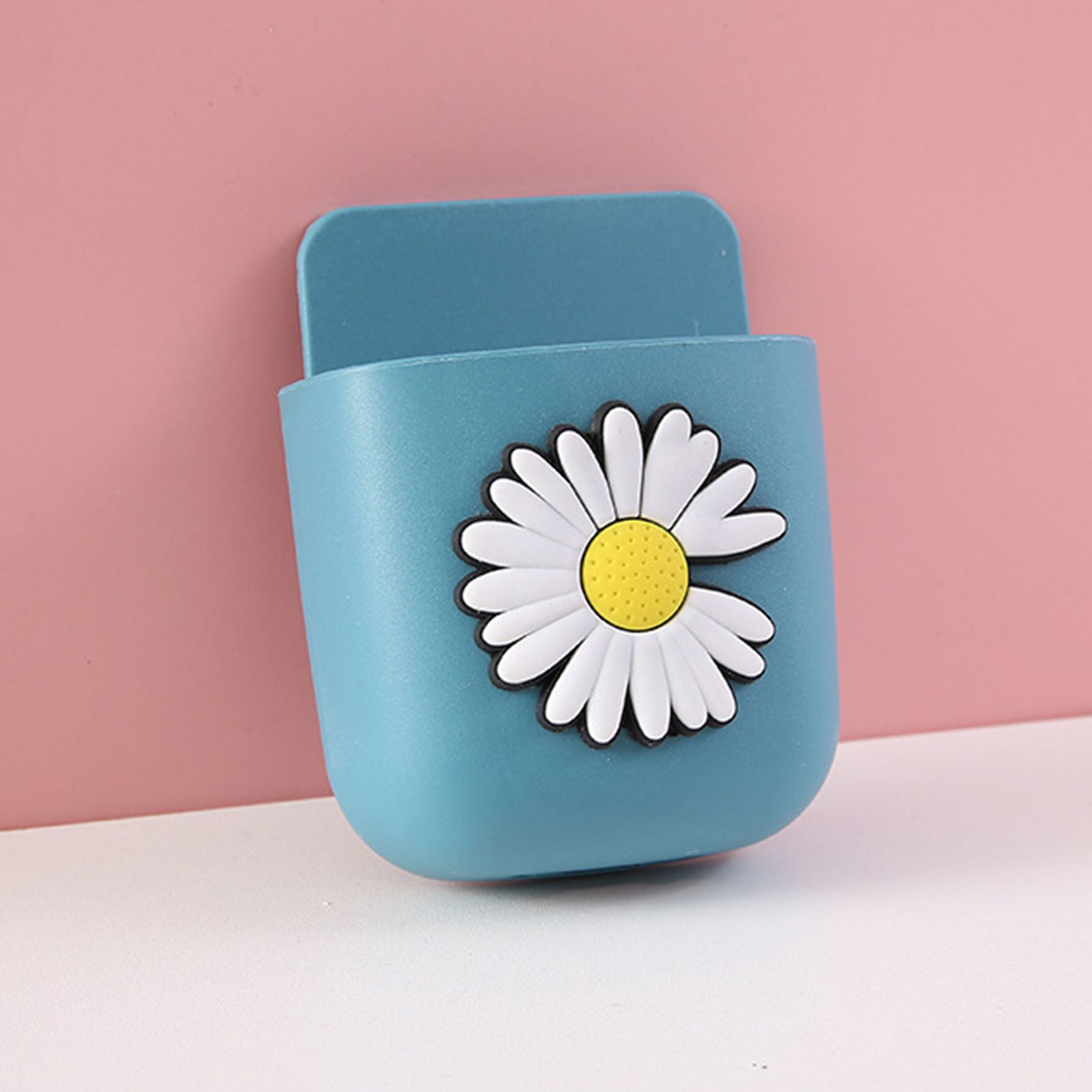 Cartoon Storage Box Wall Mounted Storage Container Cute Phone Storage Box for Home Decoration(Blue Daisy Pattern ) - Image 2