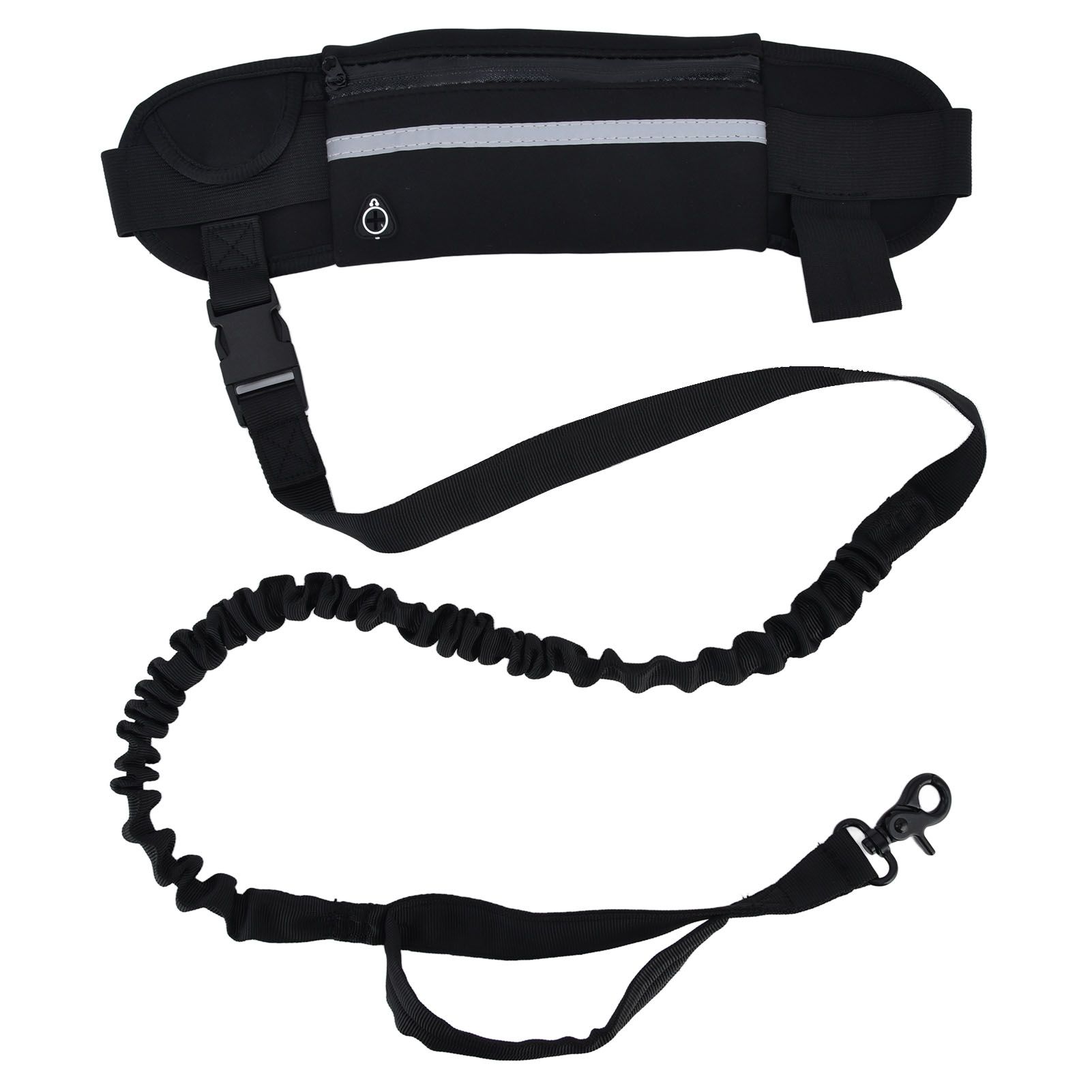 Sports Belt Bag Leash Set Reflective Elastic Explosion Proof Dog Running Traction Rope for Walking RunningBlack - Image 1