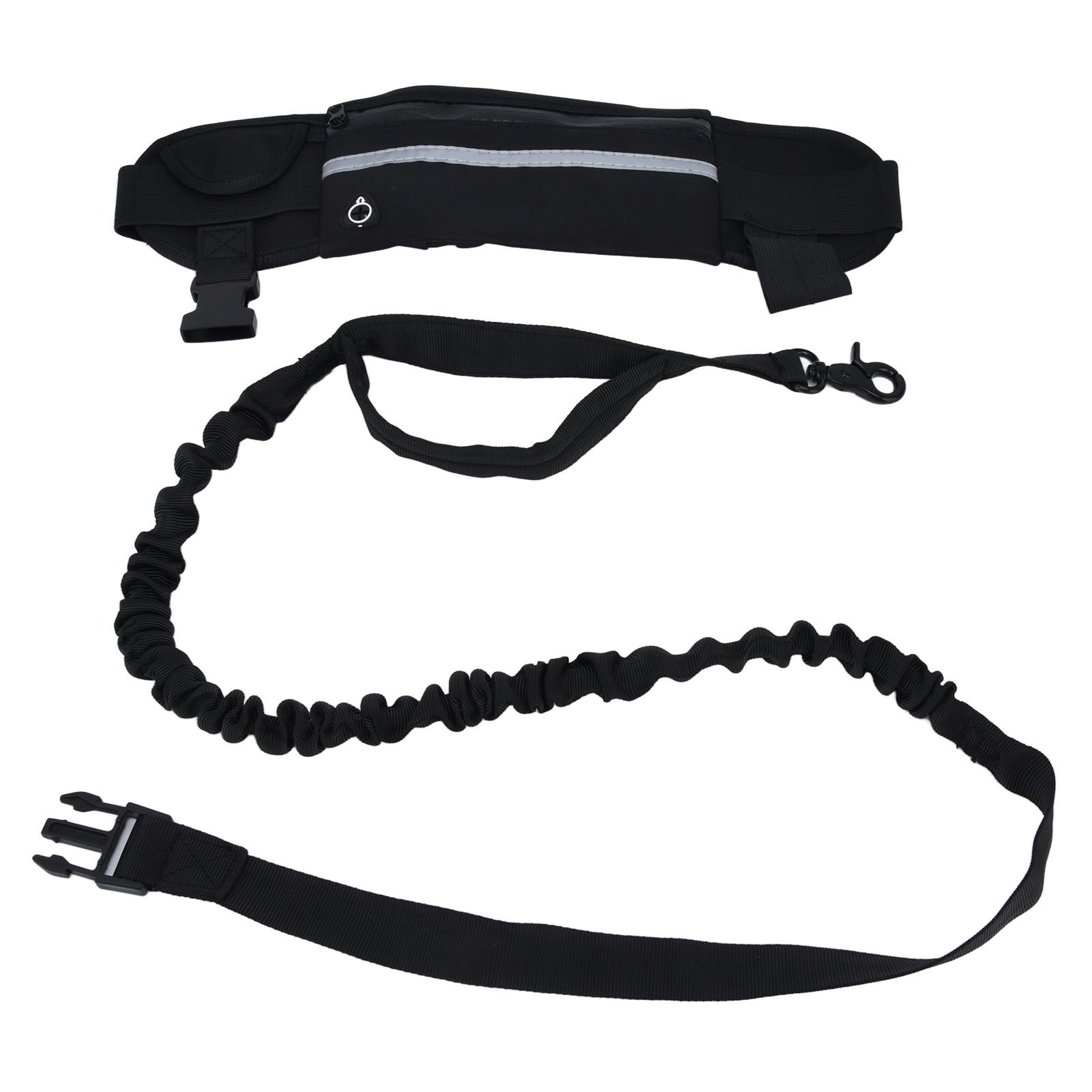 Sports Belt Bag Leash Set Reflective Elastic Explosion Proof Dog Running Traction Rope for Walking RunningBlack - Image 2