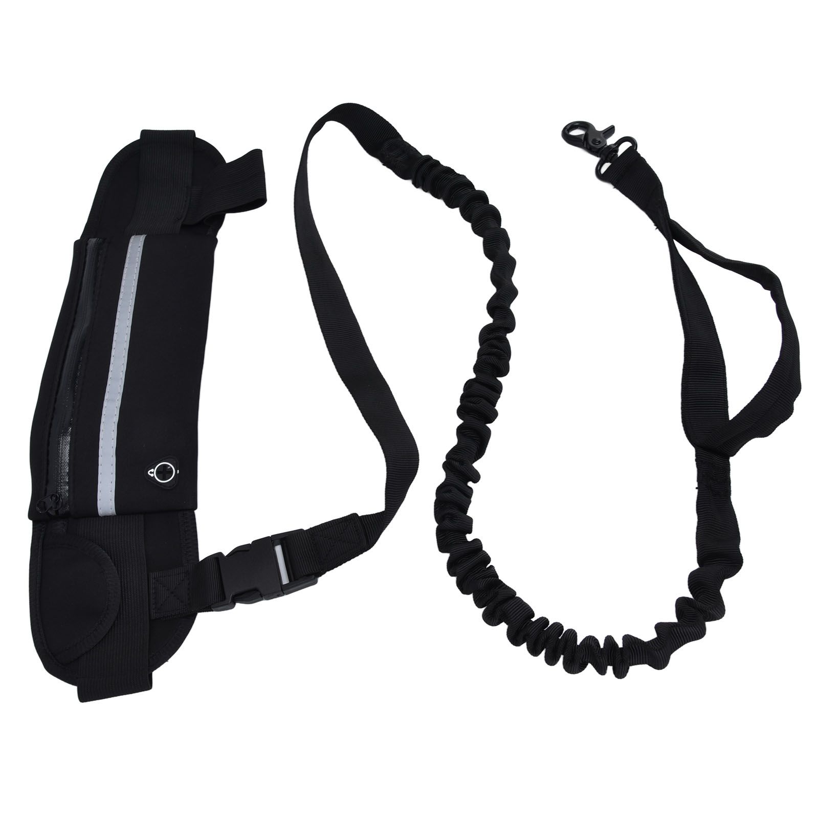 Sports Belt Bag Leash Set Reflective Elastic Explosion Proof Dog Running Traction Rope for Walking RunningBlack - Image 5