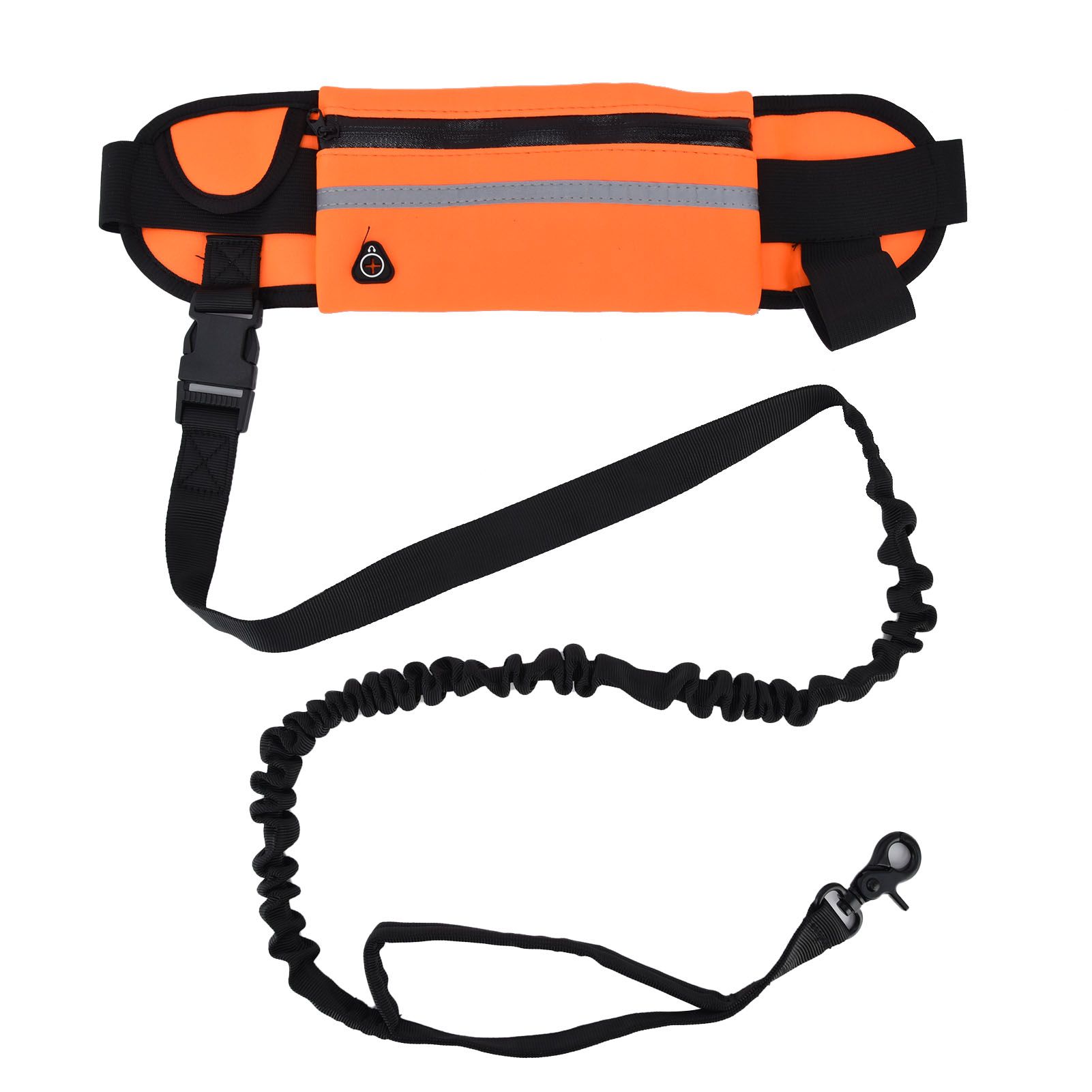 Hands Free Dog Leash Detachable Zipper Bag Reflective Strip Design Hands Free Flexible Waist Dog Leash for WalkingOrange - Image 1