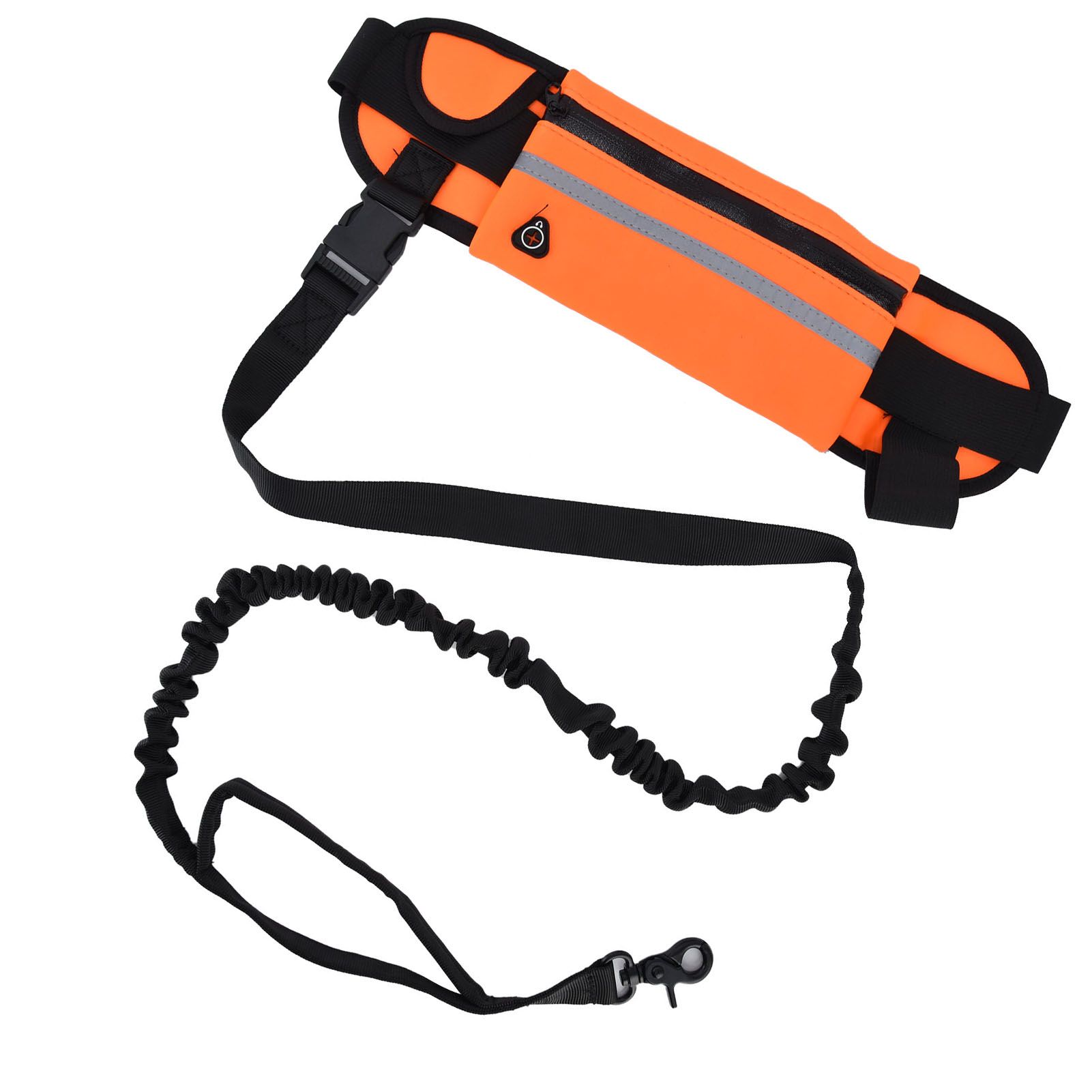 Hands Free Dog Leash Detachable Zipper Bag Reflective Strip Design Hands Free Flexible Waist Dog Leash for WalkingOrange - Image 2