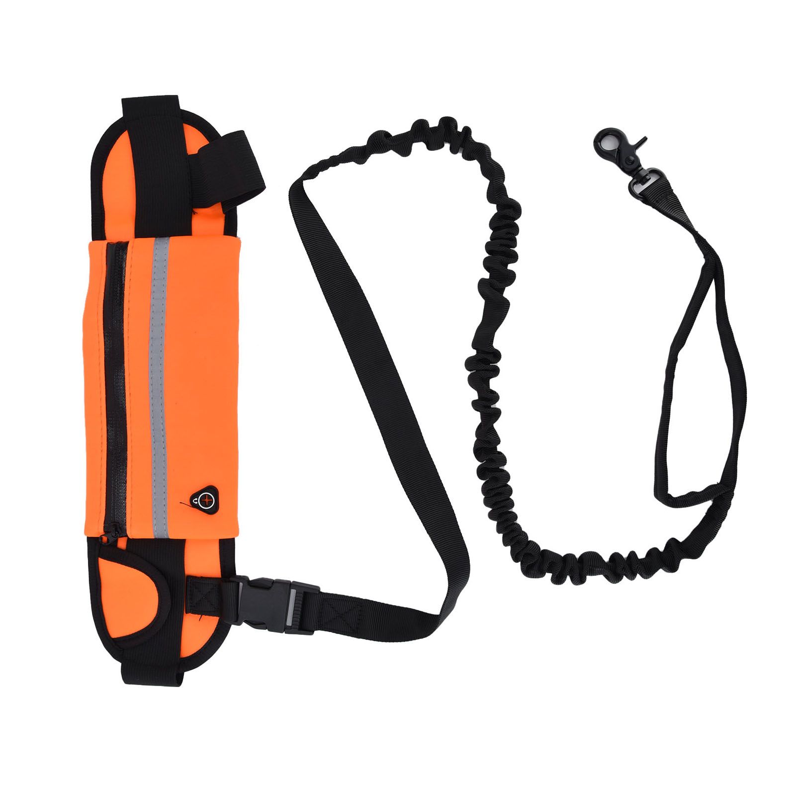 Hands Free Dog Leash Detachable Zipper Bag Reflective Strip Design Hands Free Flexible Waist Dog Leash for WalkingOrange - Image 3
