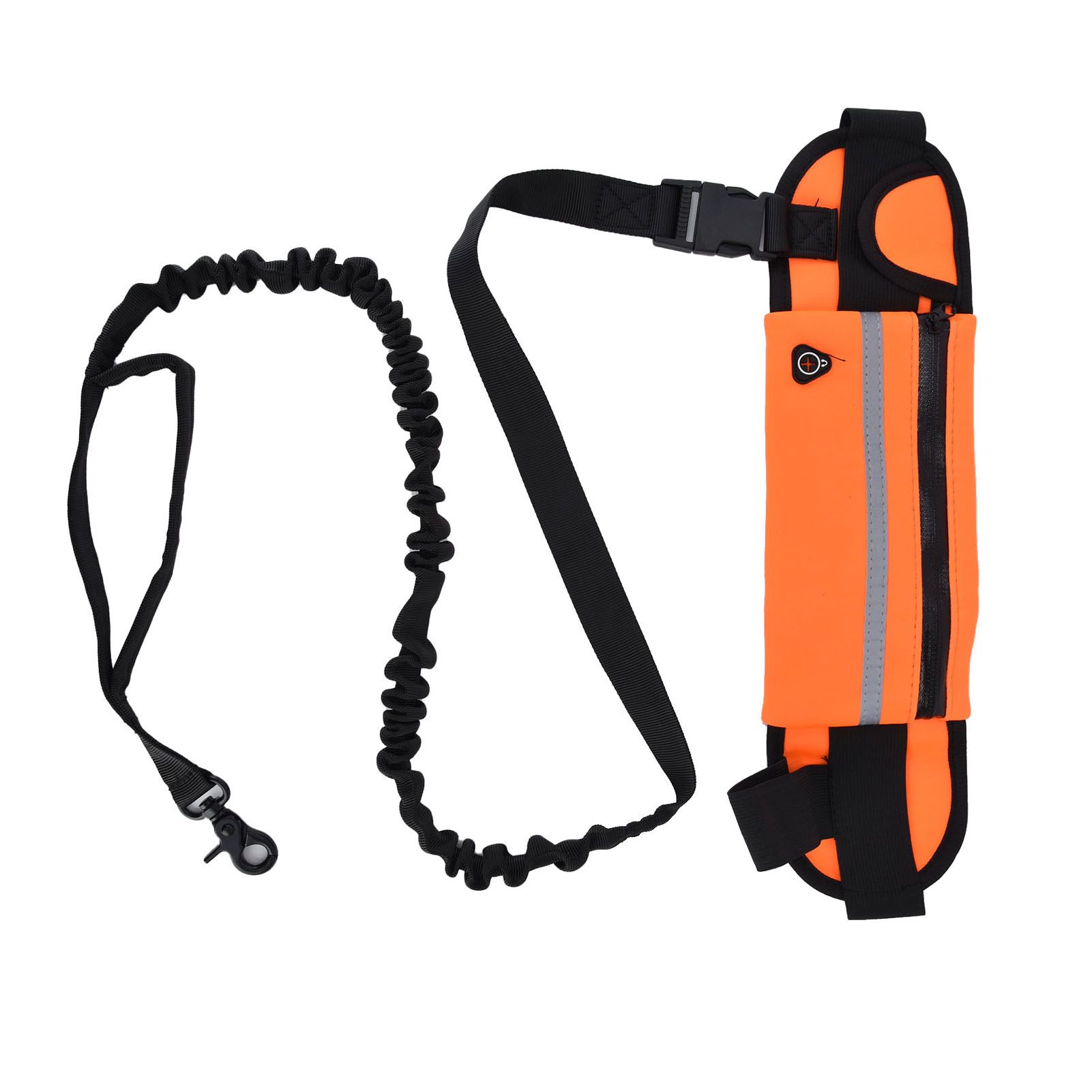 Hands Free Dog Leash Detachable Zipper Bag Reflective Strip Design Hands Free Flexible Waist Dog Leash for WalkingOrange - Image 4