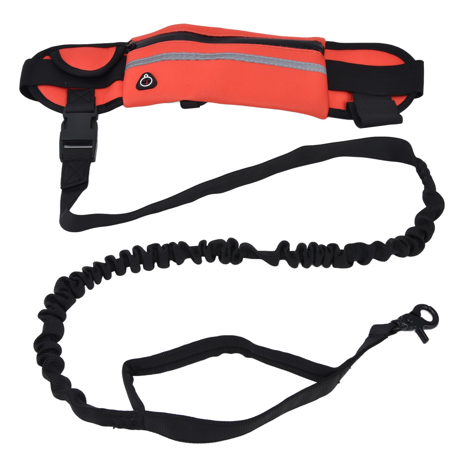 Hands Free Dog Leash Detachable Zipper Bag Reflective Strip Design Hands Free Flexible Waist Dog Leash for WalkingRed - Image 1