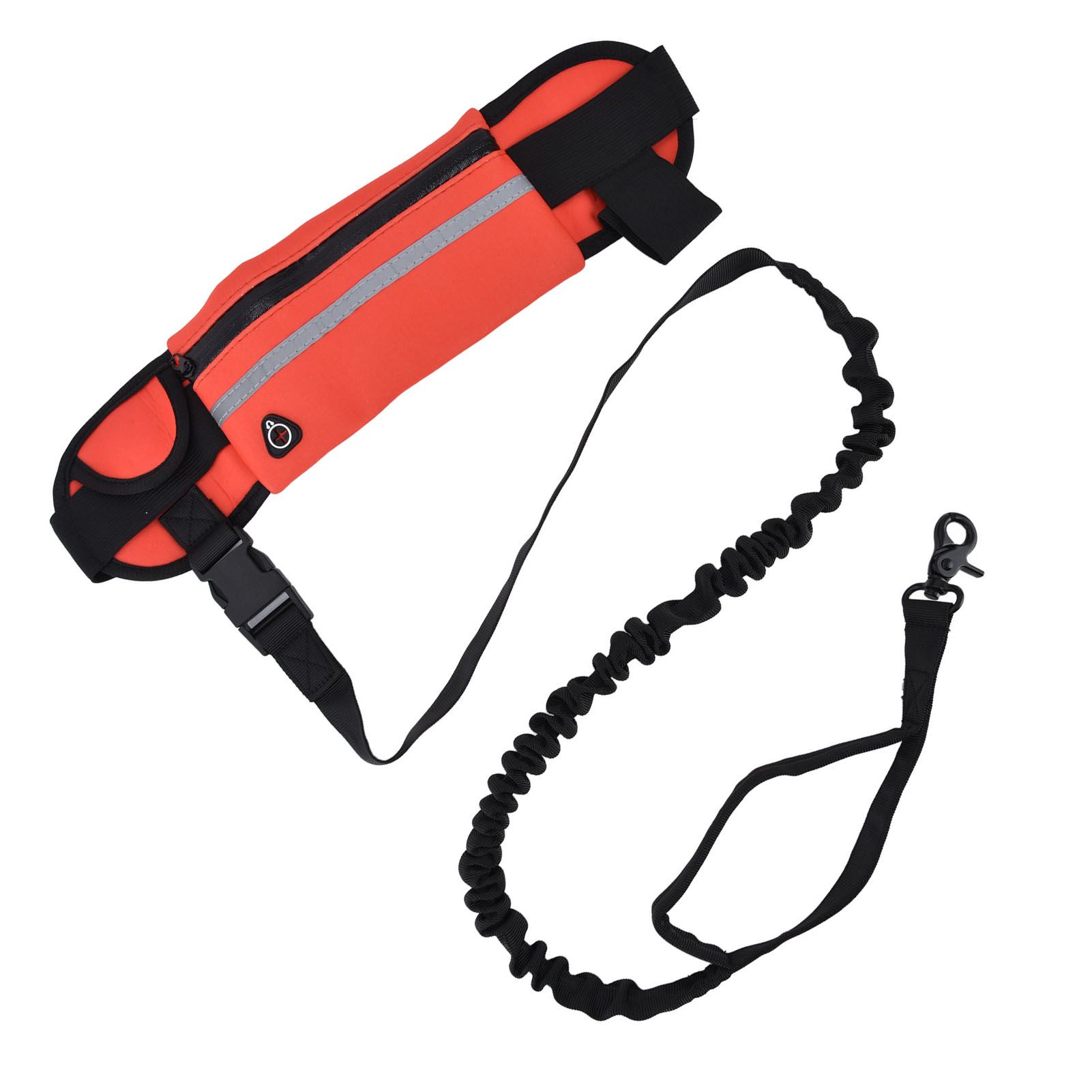 Hands Free Dog Leash Detachable Zipper Bag Reflective Strip Design Hands Free Flexible Waist Dog Leash for WalkingRed - Image 2