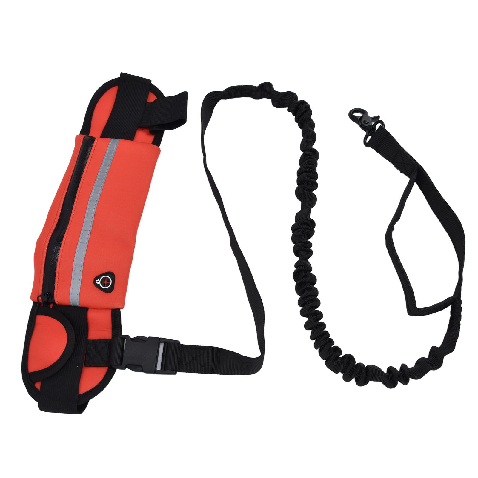 Hands Free Dog Leash Detachable Zipper Bag Reflective Strip Design Hands Free Flexible Waist Dog Leash for WalkingRed - Image 4