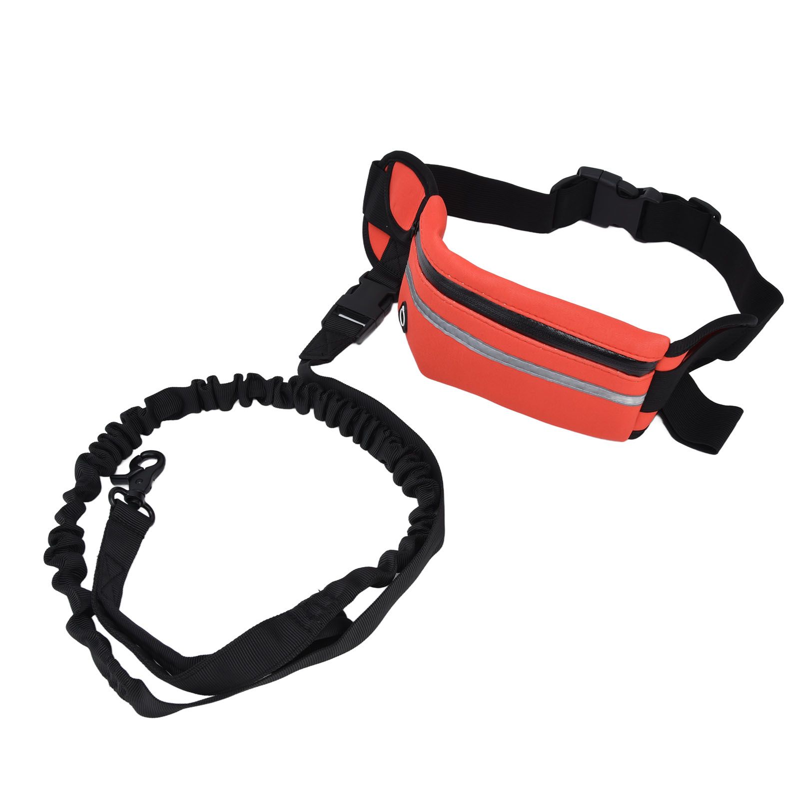 Hands Free Dog Leash Detachable Zipper Bag Reflective Strip Design Hands Free Flexible Waist Dog Leash for WalkingRed - Image 8