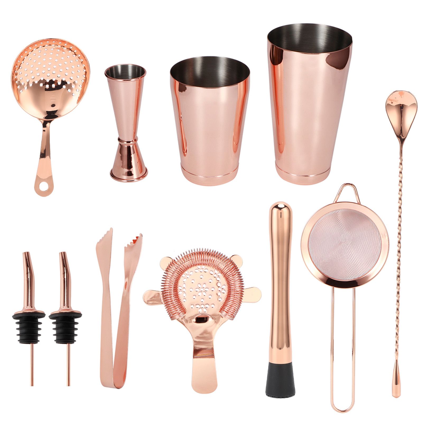 11PCS/Set Cocktail Shaker Set Bartender Kit Cocktail Strainer Stainless Steel Barware for Home PartyRose Gold - Image 3