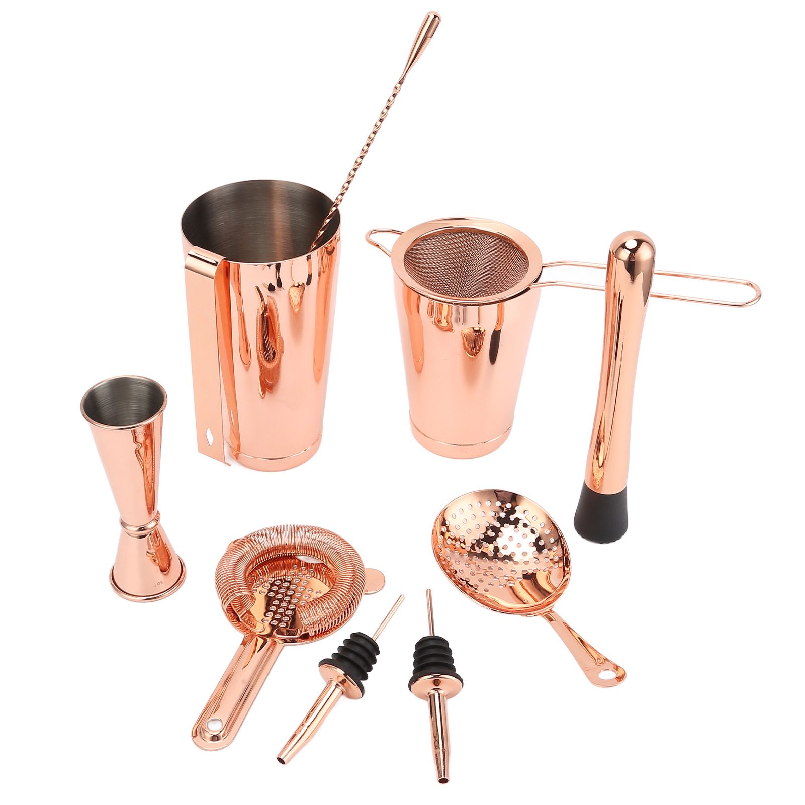 11PCS/Set Cocktail Shaker Set Bartender Kit Cocktail Strainer Stainless Steel Barware for Home PartyRose Gold - Image 7