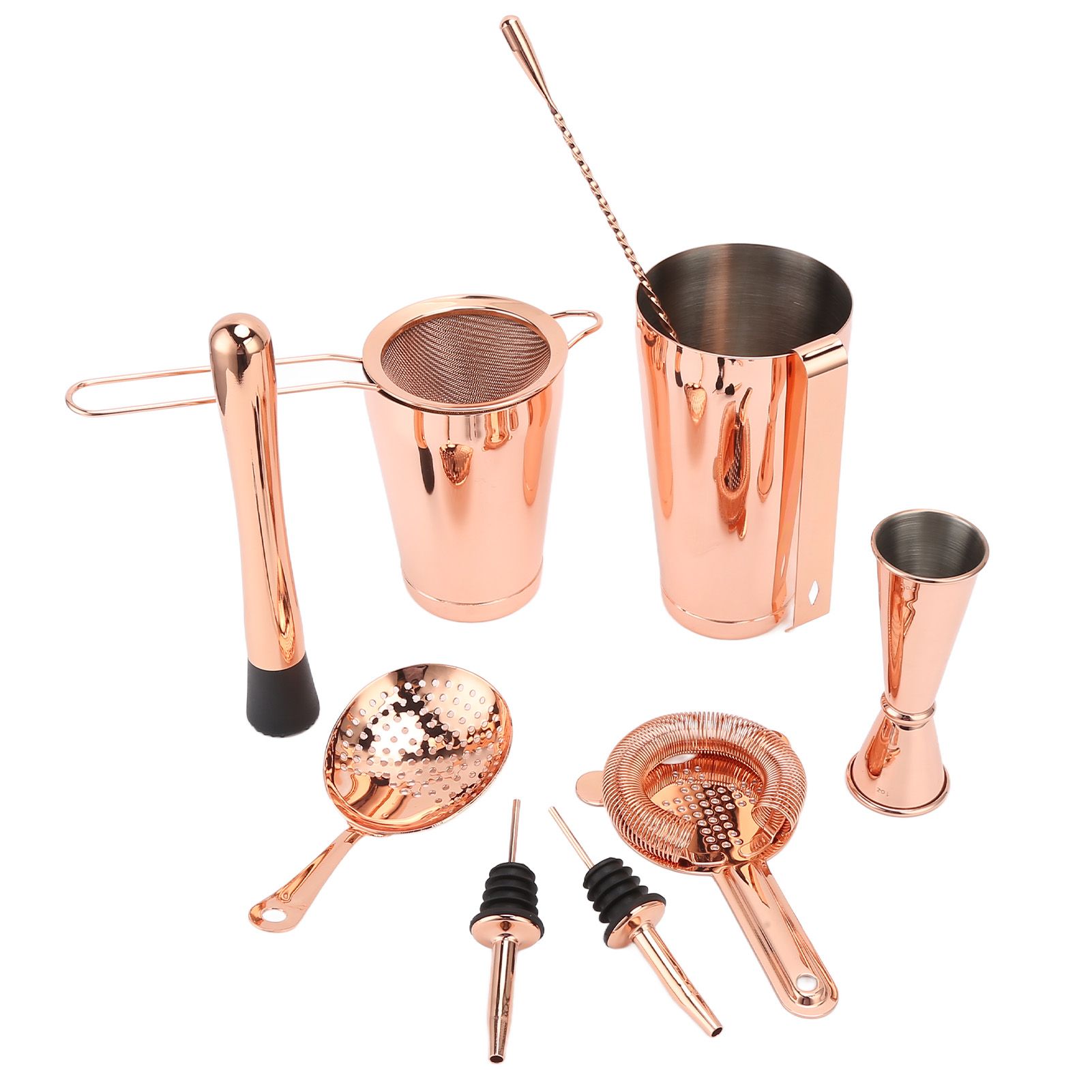 11PCS/Set Cocktail Shaker Set Bartender Kit Cocktail Strainer Stainless Steel Barware for Home PartyRose Gold - Image 8