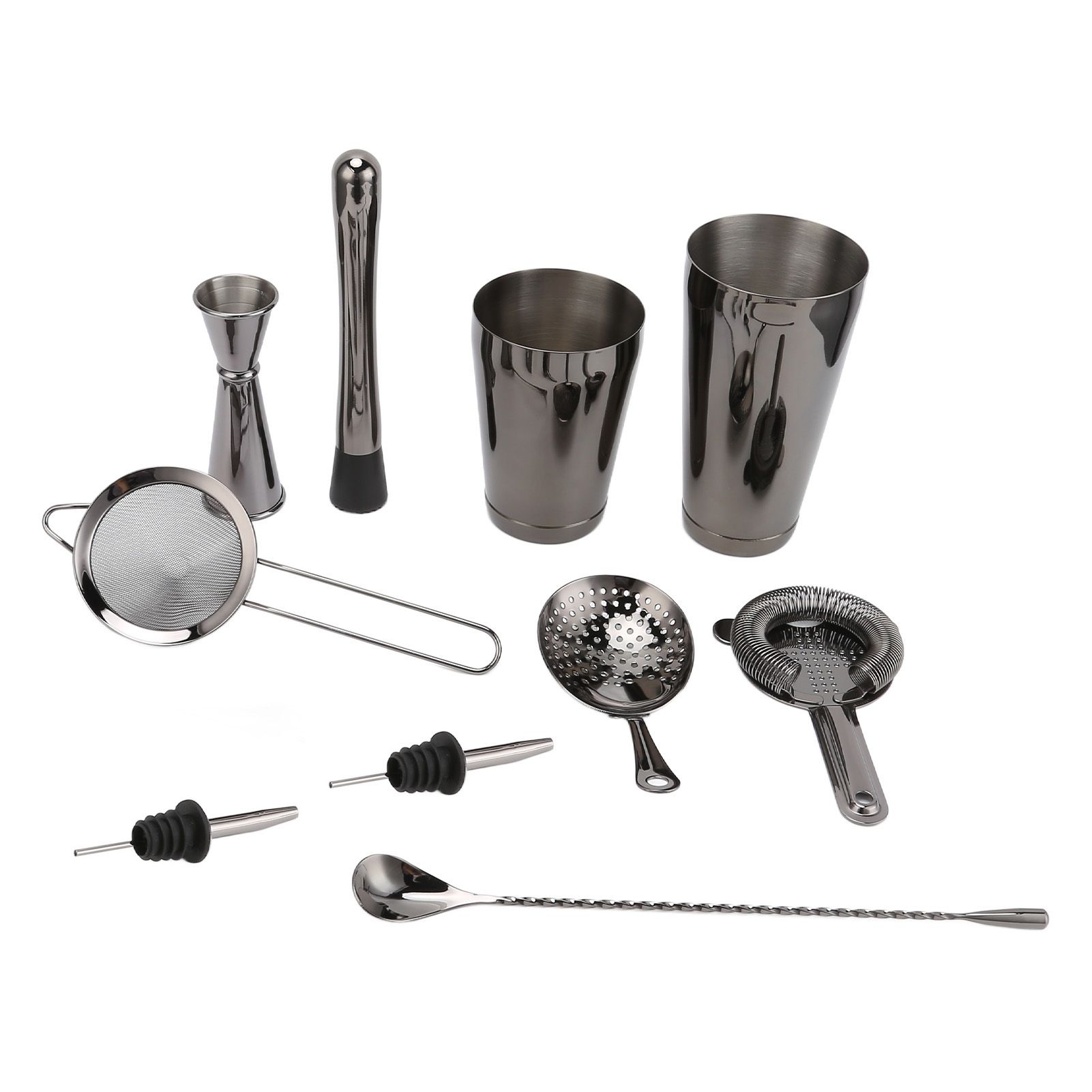 11PCS/Set Cocktail Shaker Set Bartender Kit Cocktail Strainer Stainless Steel Barware for Home PartyRuthenium Black - Image 5