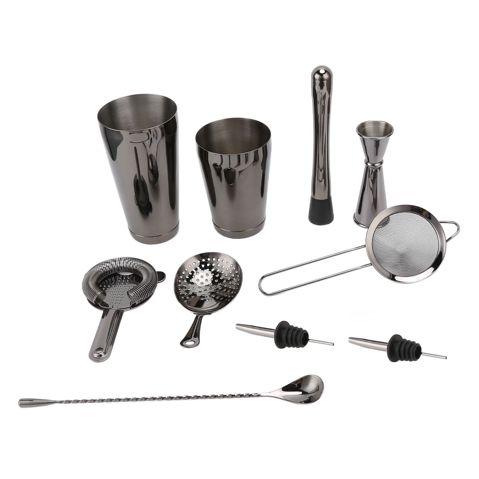 11PCS/Set Cocktail Shaker Set Bartender Kit Cocktail Strainer Stainless Steel Barware for Home PartyRuthenium Black - Image 6
