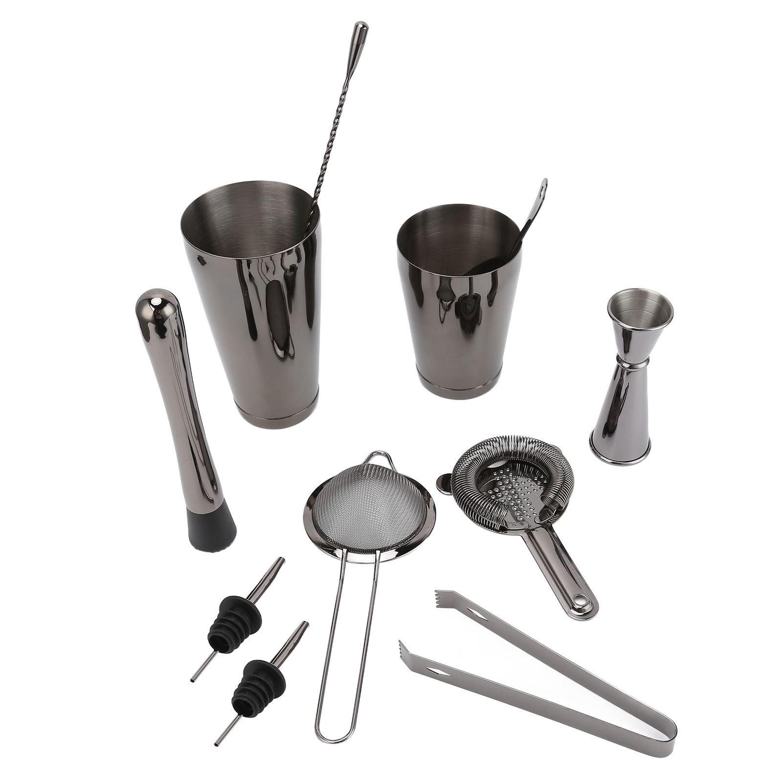 11PCS/Set Cocktail Shaker Set Bartender Kit Cocktail Strainer Stainless Steel Barware for Home PartyRuthenium Black - Image 7