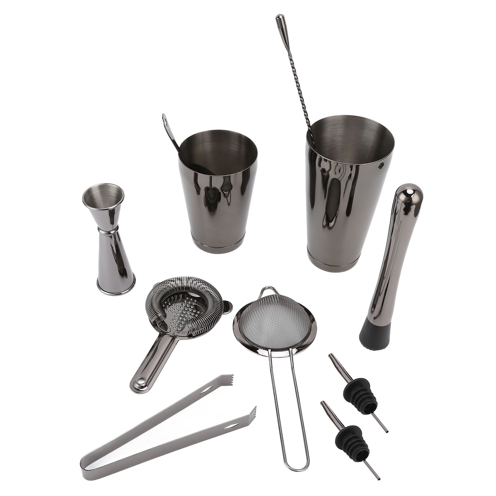 11PCS/Set Cocktail Shaker Set Bartender Kit Cocktail Strainer Stainless Steel Barware for Home PartyRuthenium Black - Image 8