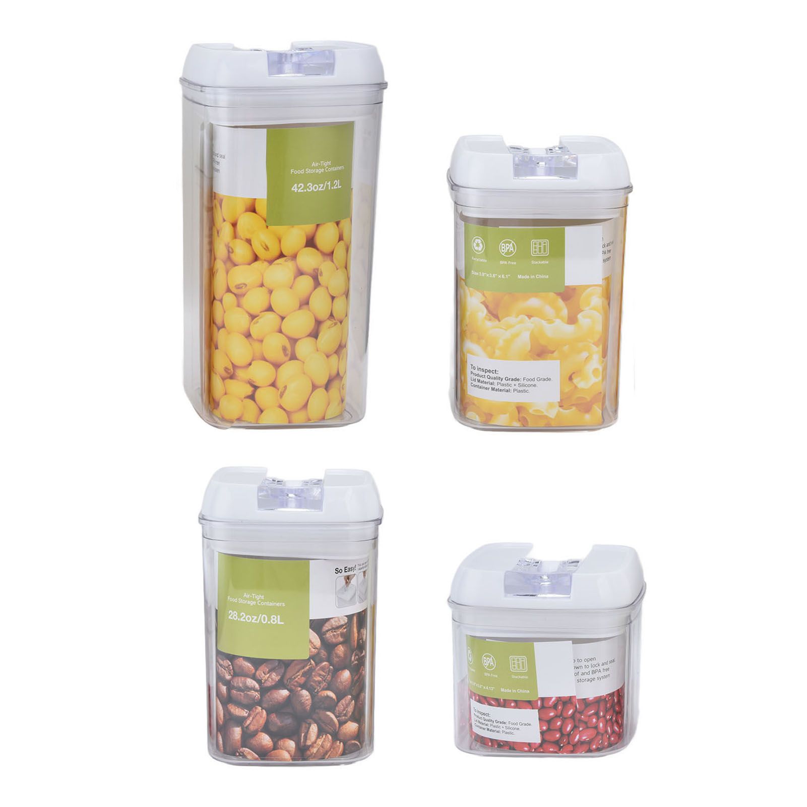 4Pcs/Set Kitchen Storage Box Transparent Multifunctional Sealed Jar for Home Kitchen - Image 3