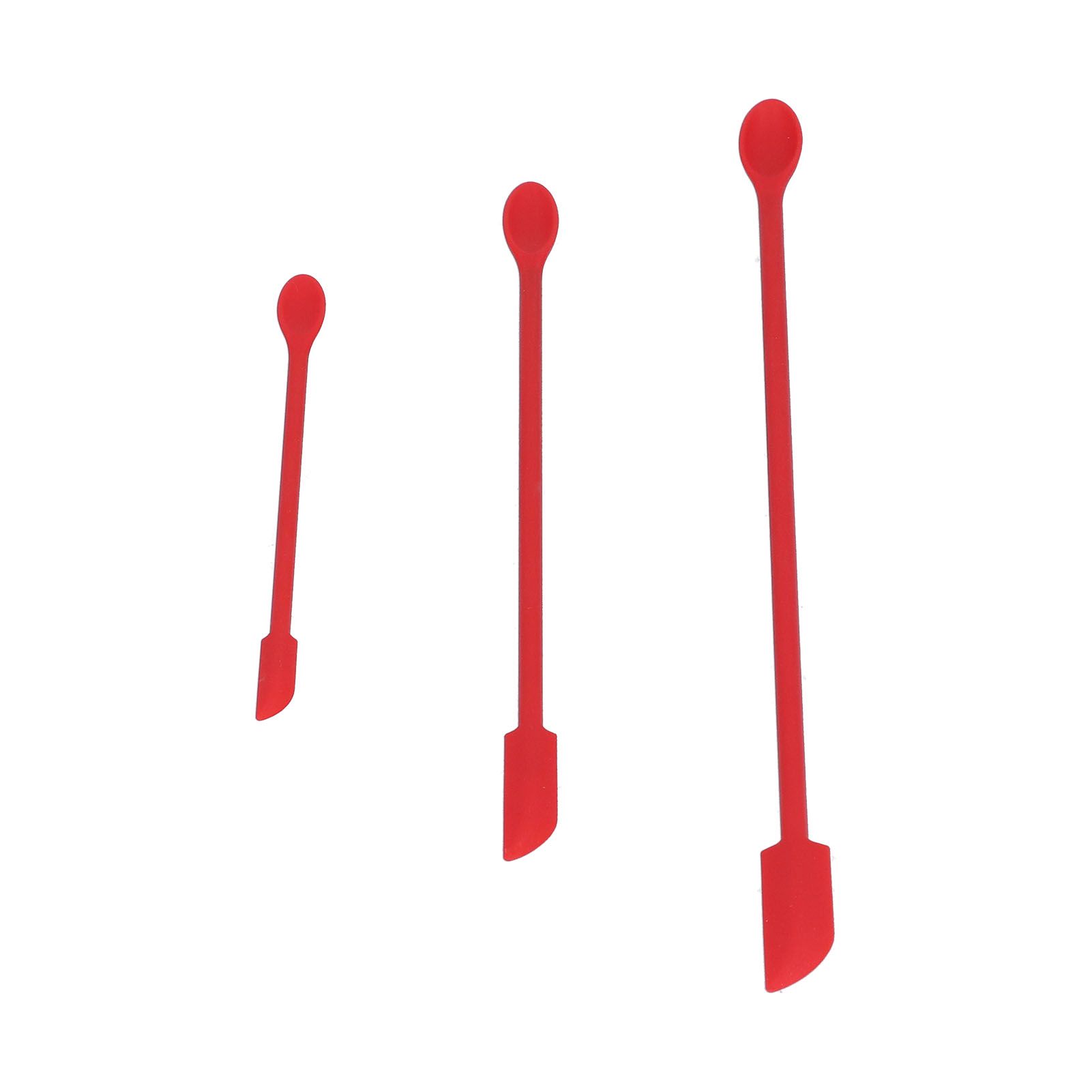 Small Spatula and Long Silicone Double Headed Mini Jam Cake Cream Makeup Bottle Spatula3pcs Red - Image 3
