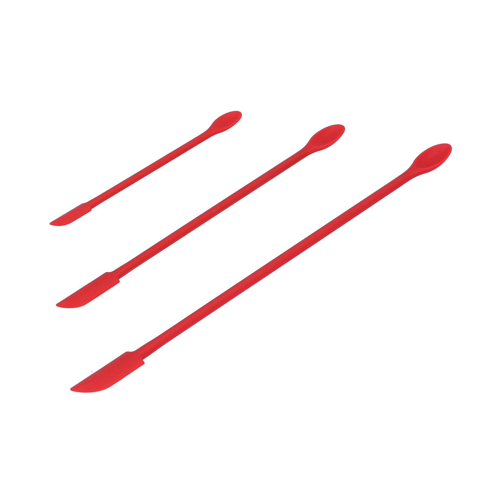 Small Spatula and Long Silicone Double Headed Mini Jam Cake Cream Makeup Bottle Spatula3pcs Red - Image 4