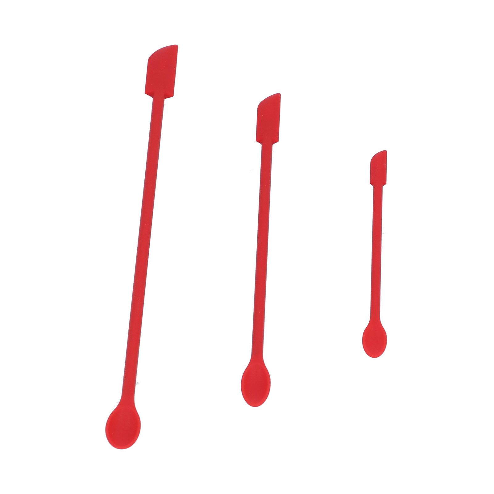Small Spatula and Long Silicone Double Headed Mini Jam Cake Cream Makeup Bottle Spatula3pcs Red - Image 5