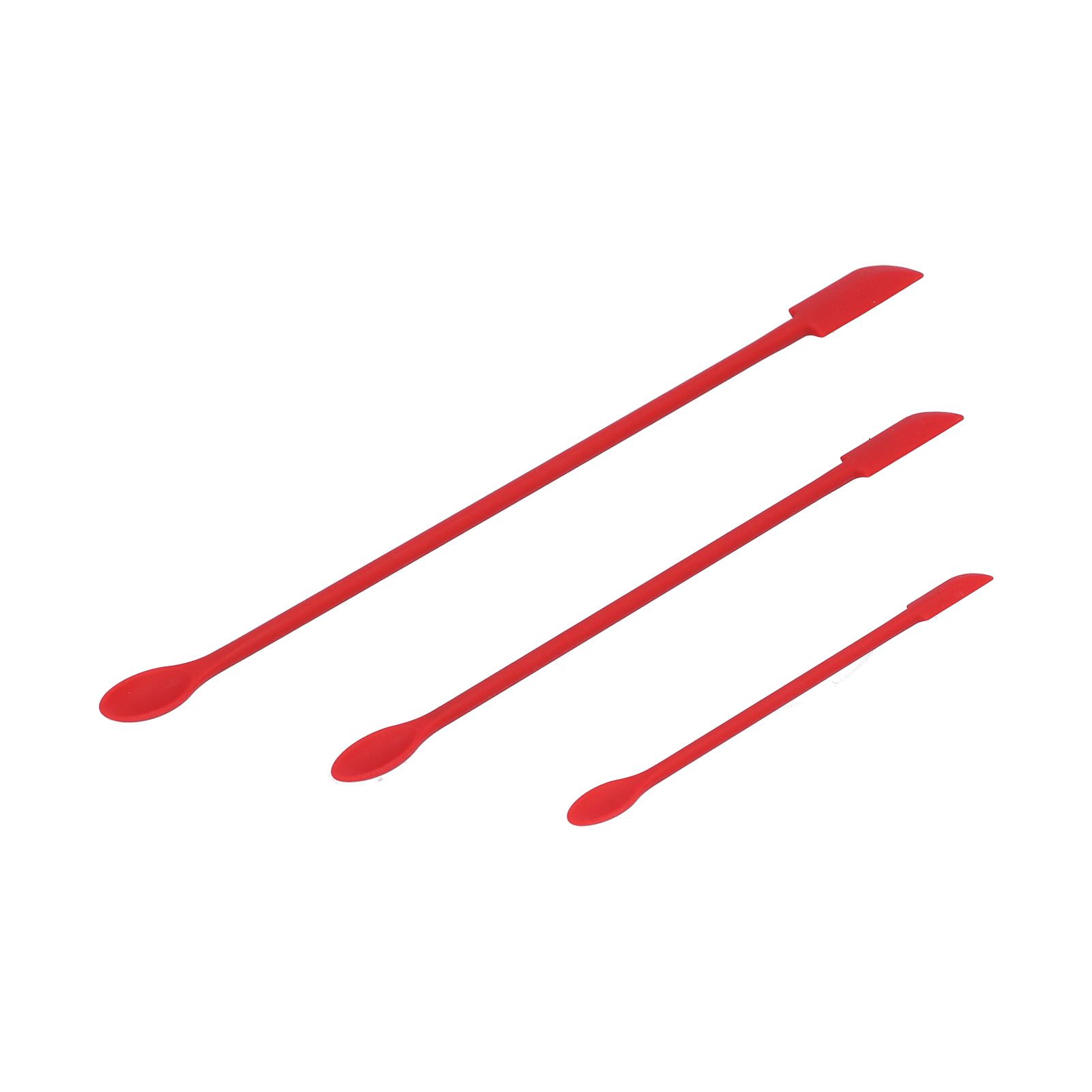 Small Spatula and Long Silicone Double Headed Mini Jam Cake Cream Makeup Bottle Spatula3pcs Red - Image 6