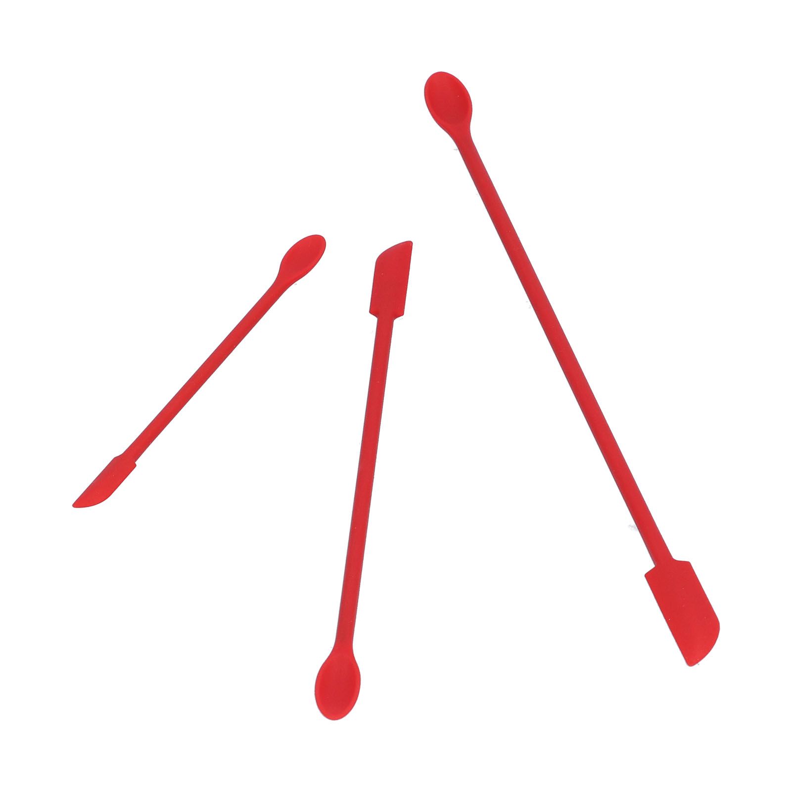 Small Spatula and Long Silicone Double Headed Mini Jam Cake Cream Makeup Bottle Spatula3pcs Red - Image 8