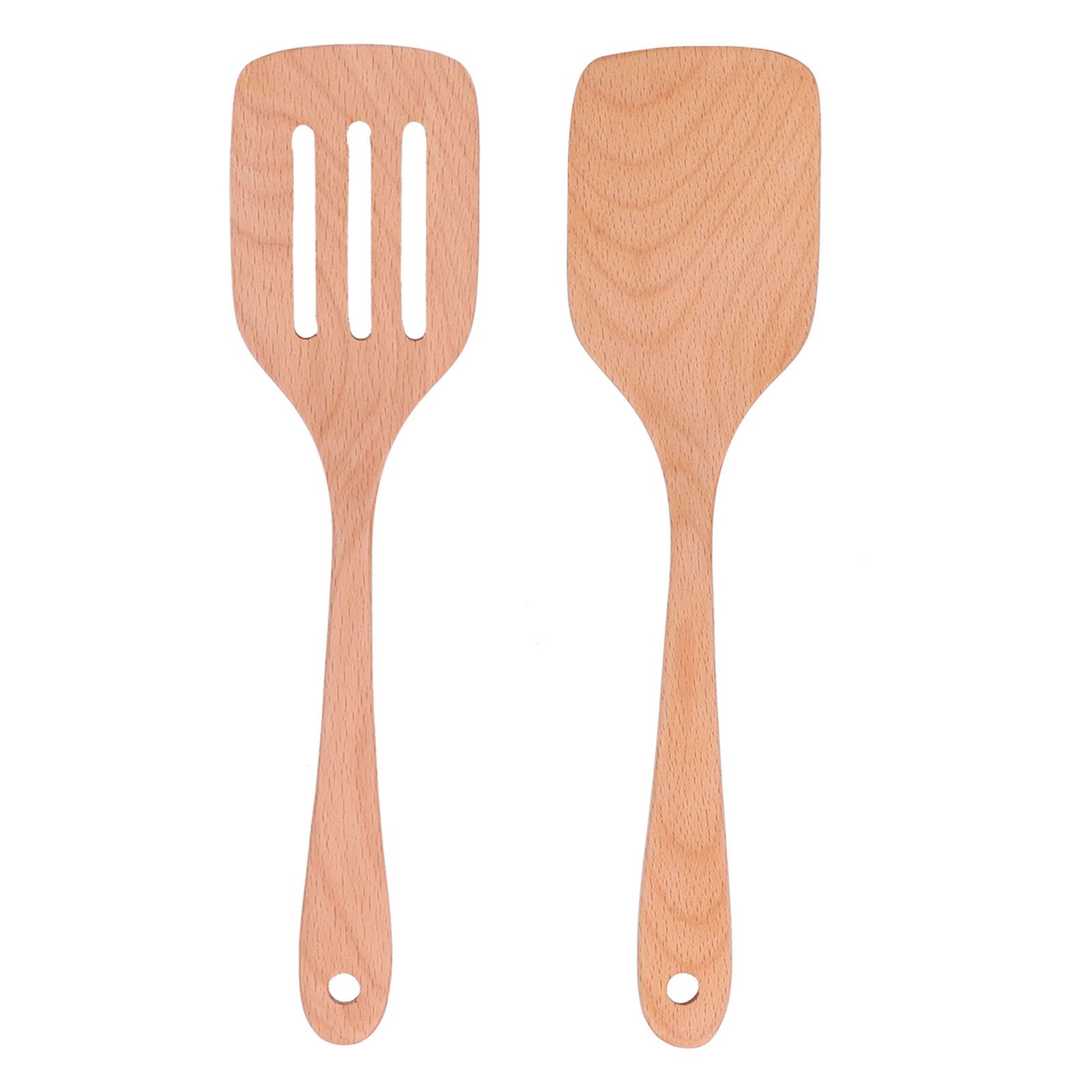 2Pcs Kitchen Turner Spatula Set Wooden Environmentally Friendly High Temperature Resistant Non Stick Kitchen Utensils - Image 1