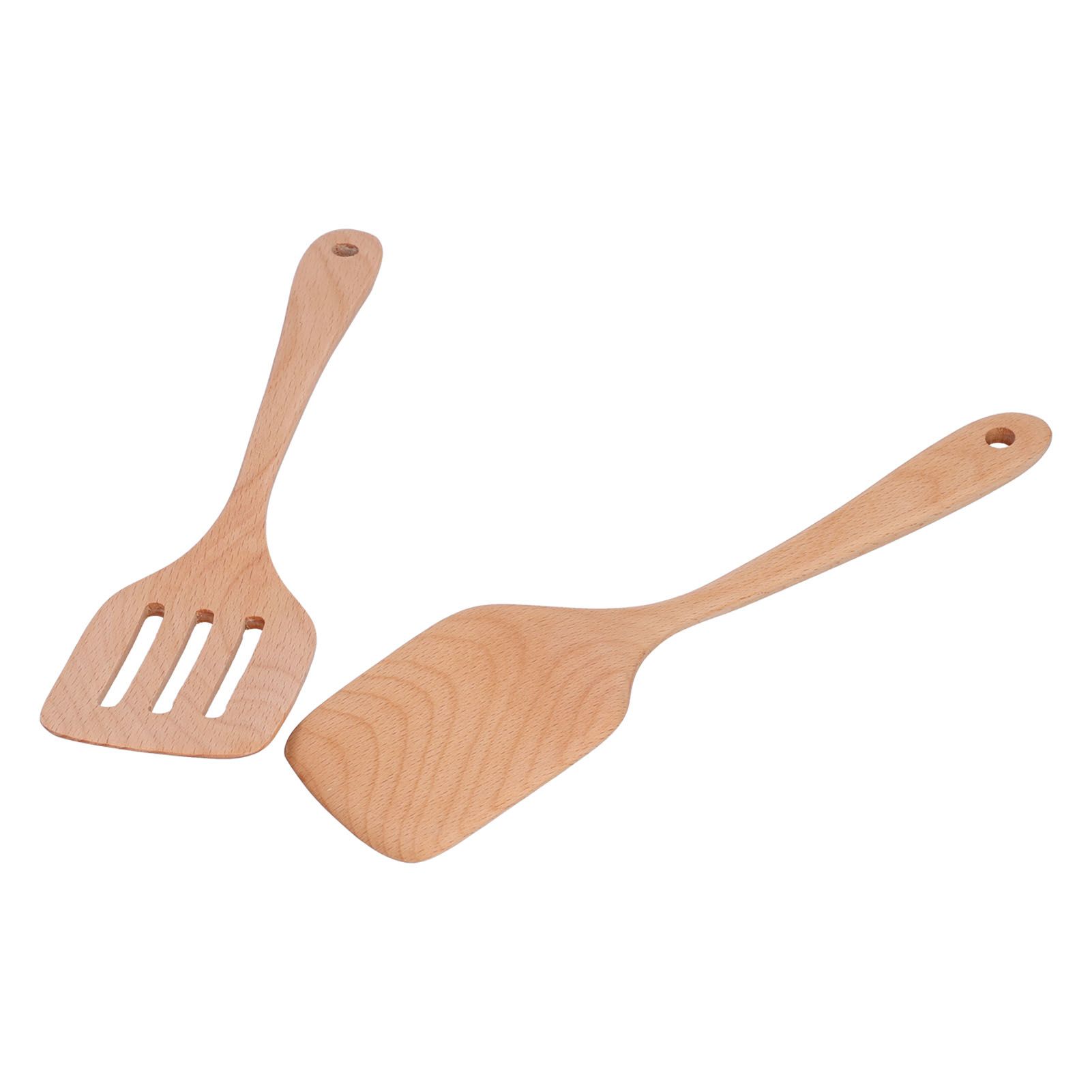 2Pcs Kitchen Turner Spatula Set Wooden Environmentally Friendly High Temperature Resistant Non Stick Kitchen Utensils - Image 2